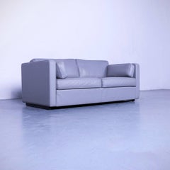 Walter Knoll Leather Sofa Grey Two-Seat Couch