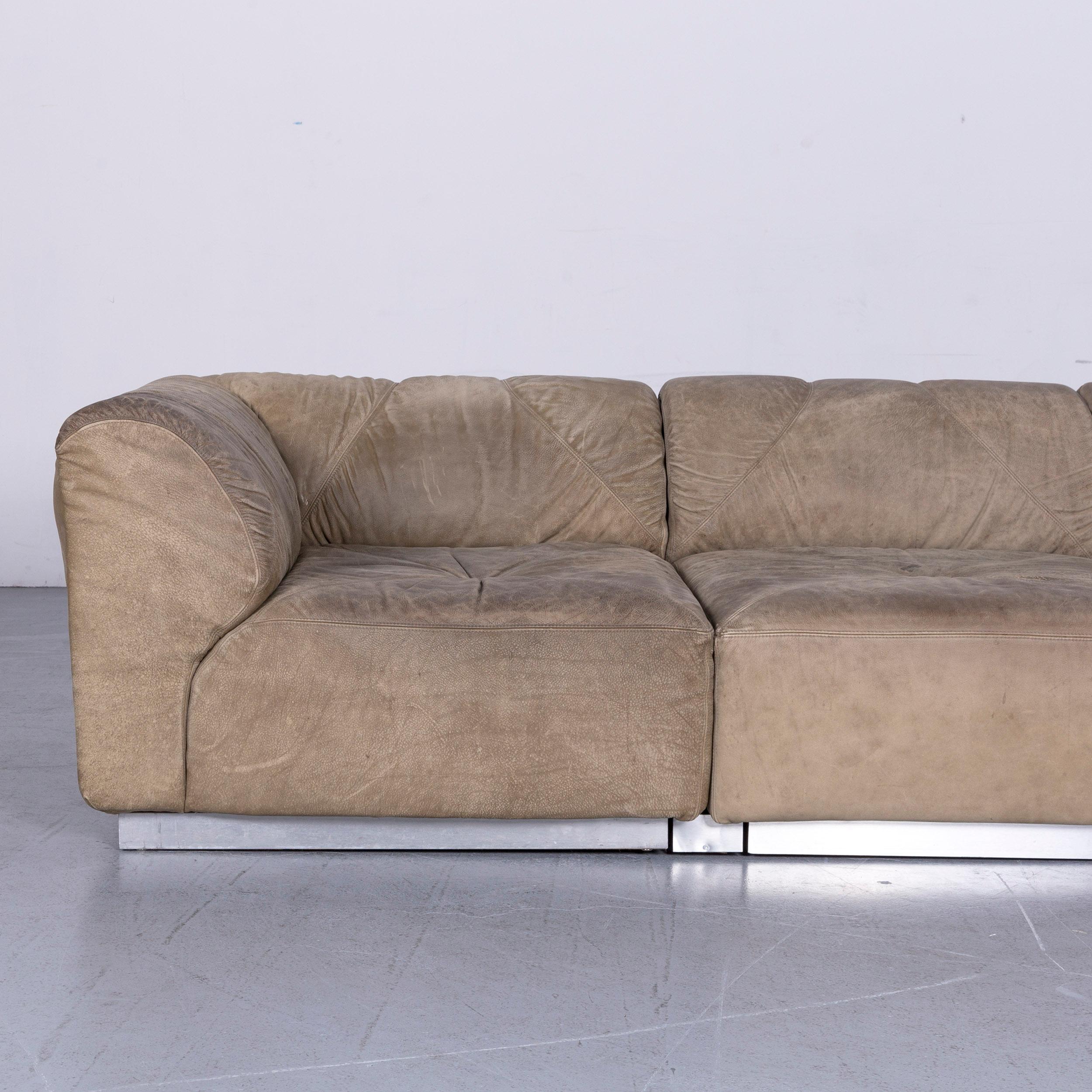 German Walter Knoll Leather Sofa Grey Two-Seat Couch