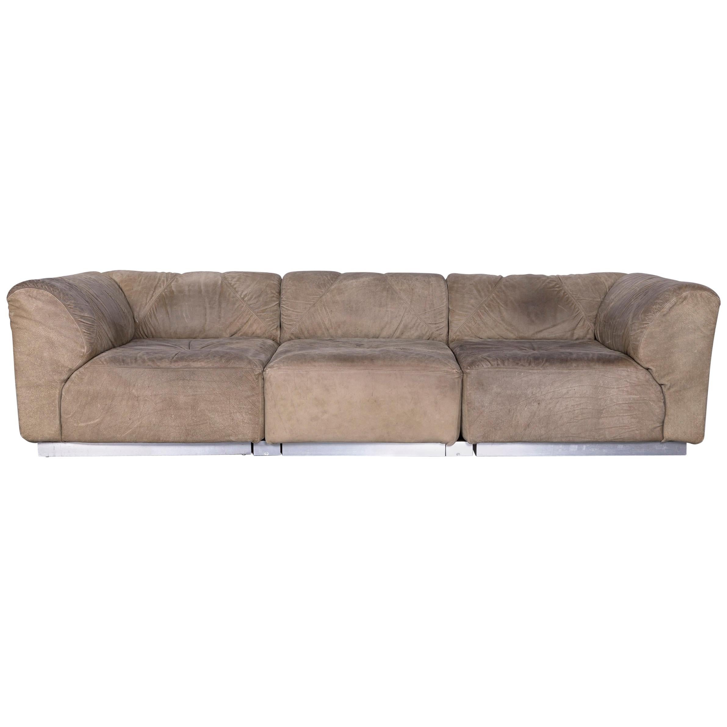 Walter Knoll Leather Sofa Grey Two-Seat Couch