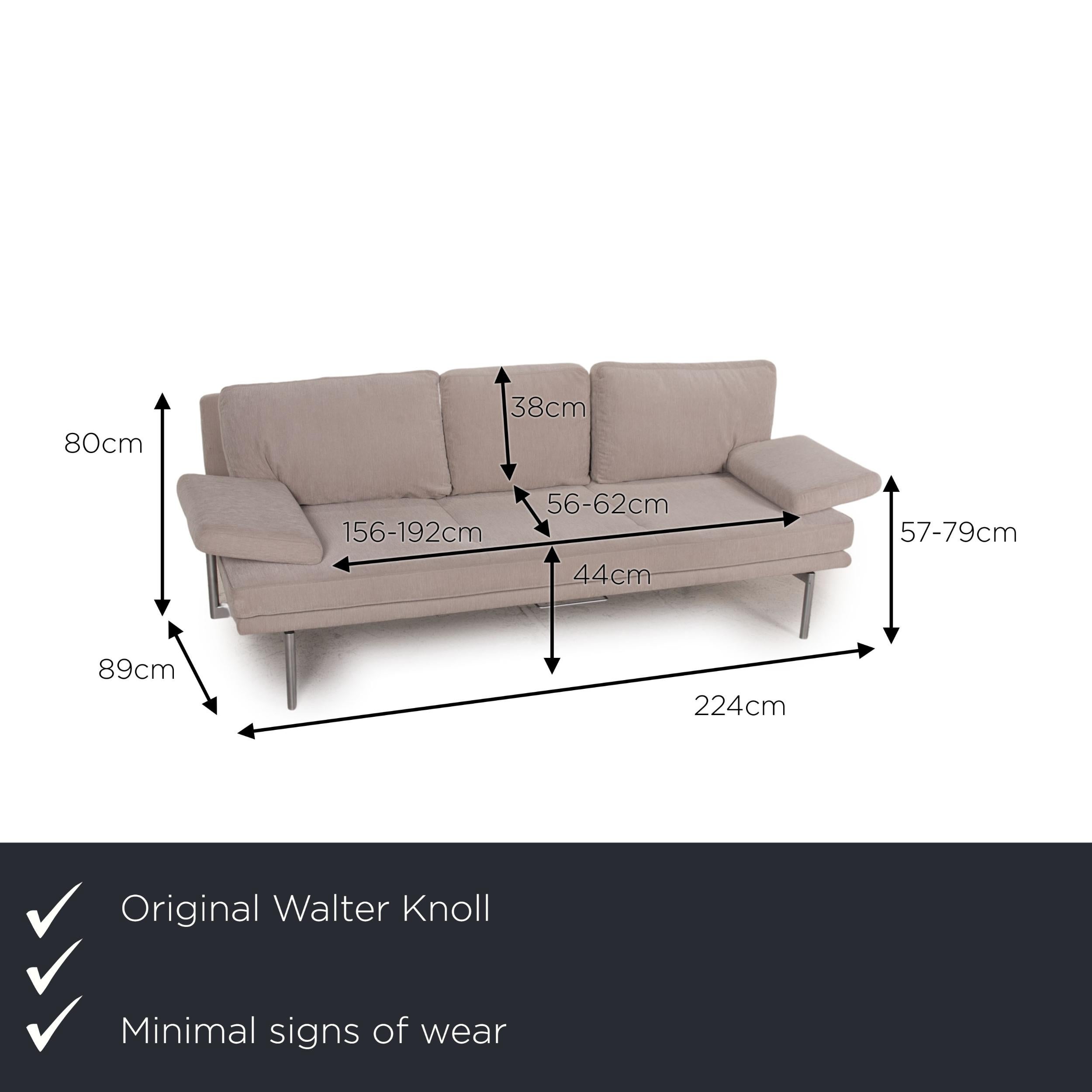 We present to you a Walter Knoll living platform fabric sofa gray three-seater couch.


 Product measurements in centimeters:
 

Depth: 89
Width: 224
Height: 80
Seat height: 44
Rest height: 57
Seat depth: 56
Seat width: 156
Back height: