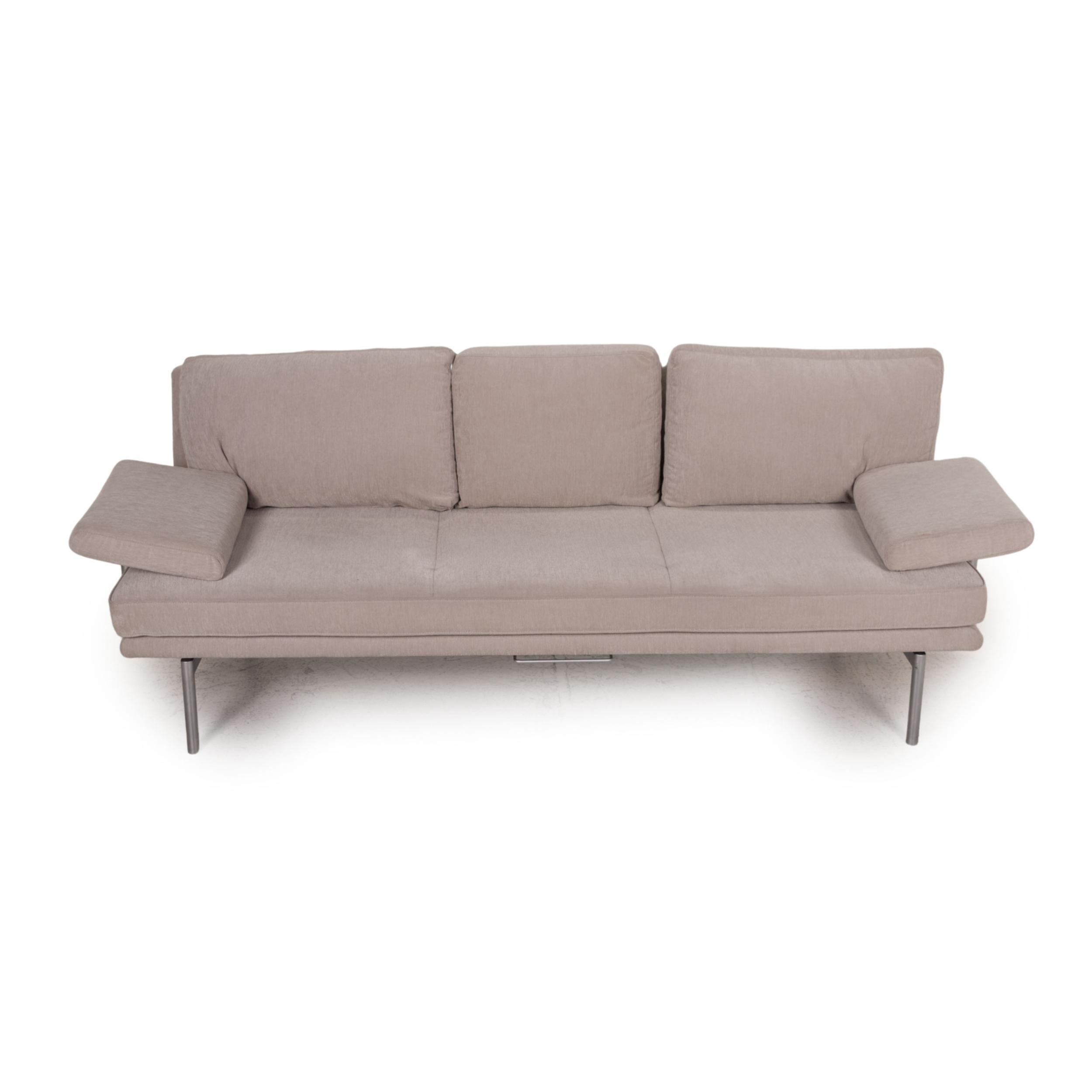 Contemporary Walter Knoll Living Platform Fabric Sofa Gray Three-Seater Couch For Sale