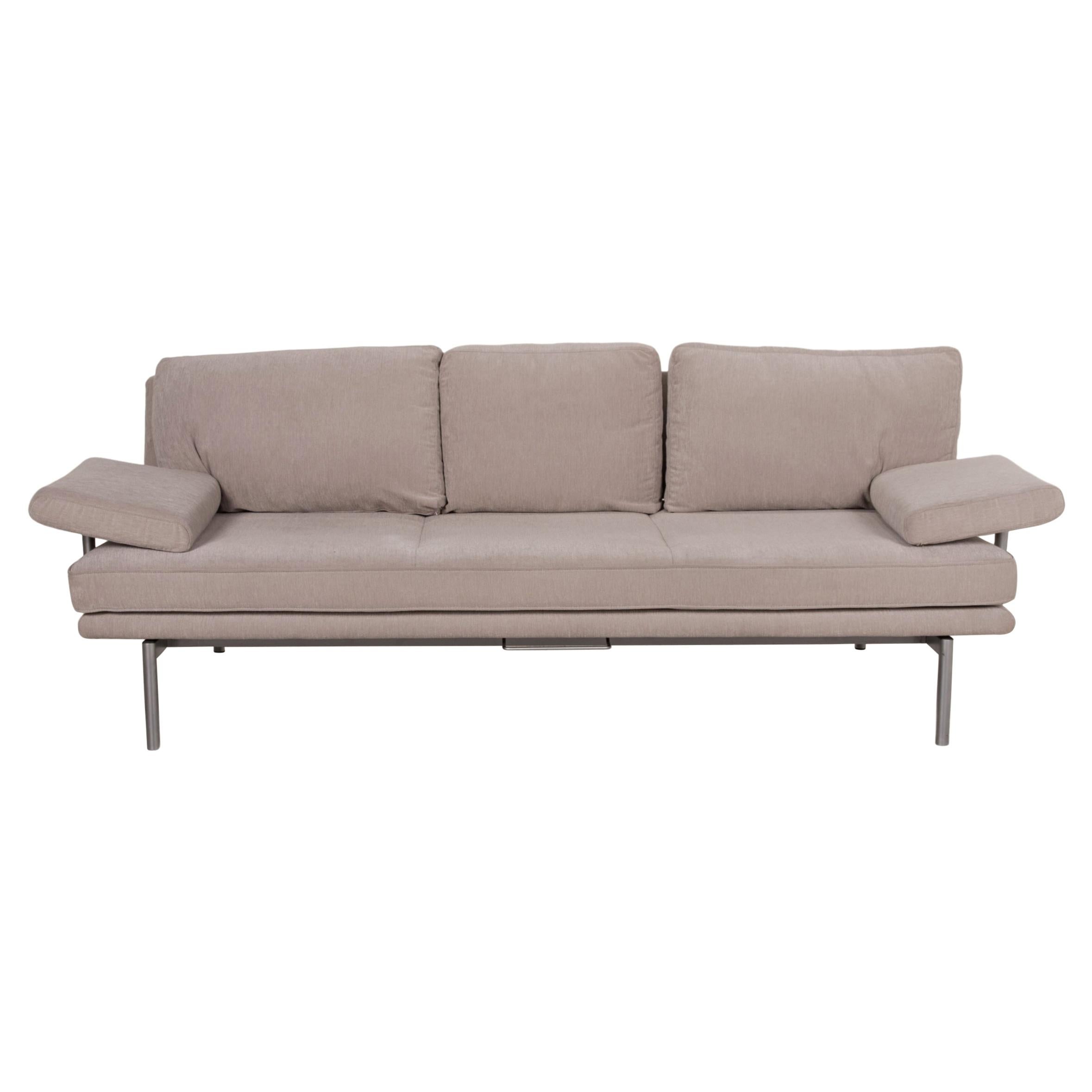 Walter Knoll Living Platform Fabric Sofa Gray Three-Seater Couch For Sale