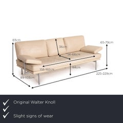 Walter Knoll Living Platform Leather Sofa Beige Three-Seater Function Coucg