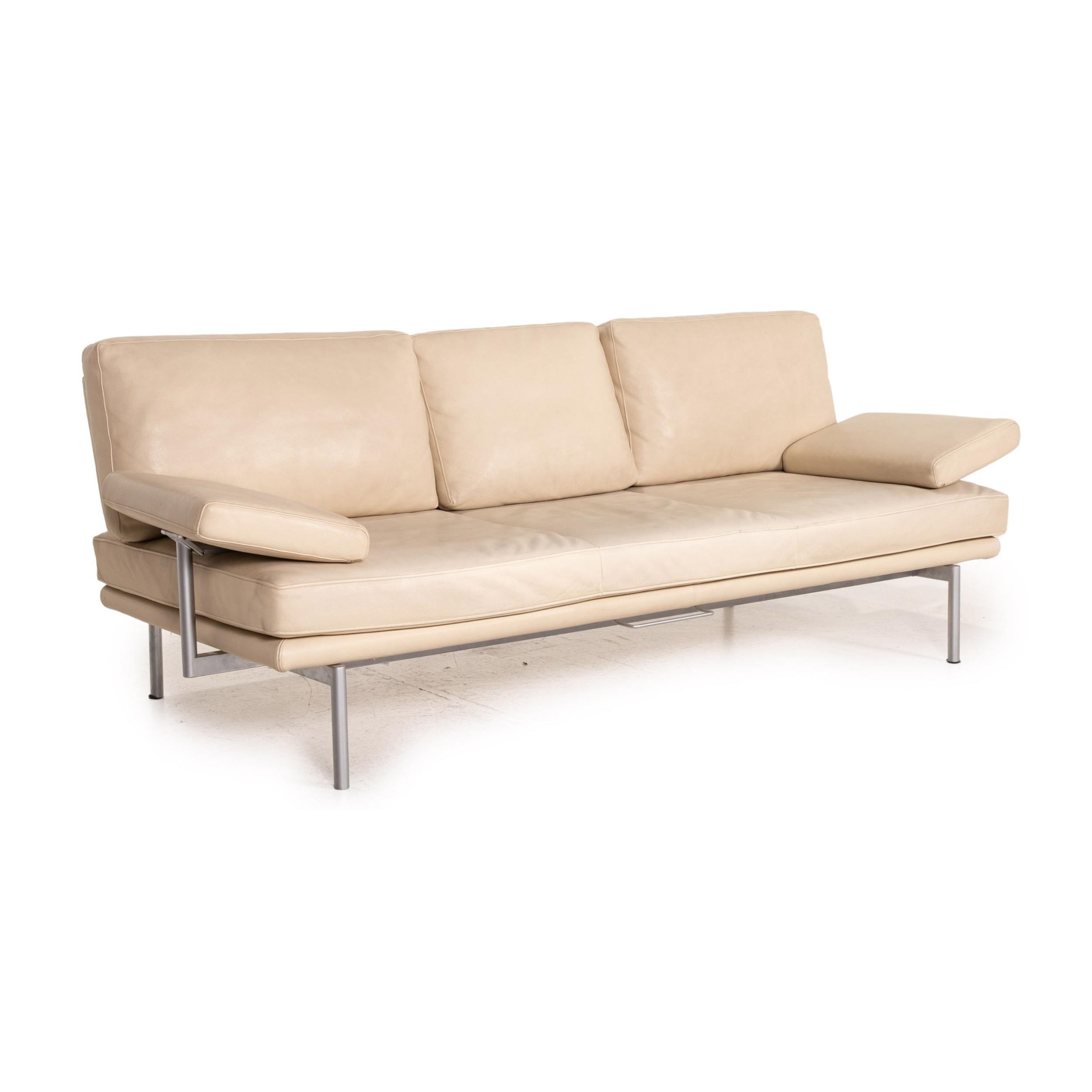 Contemporary Walter Knoll Living Platform Leather Sofa Beige Three-Seater Function Coucg