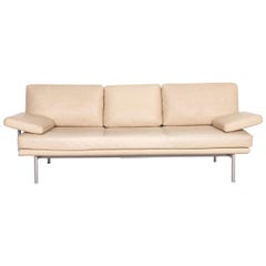 Walter Knoll Living Platform Leather Sofa Beige Three-Seater Function Coucg