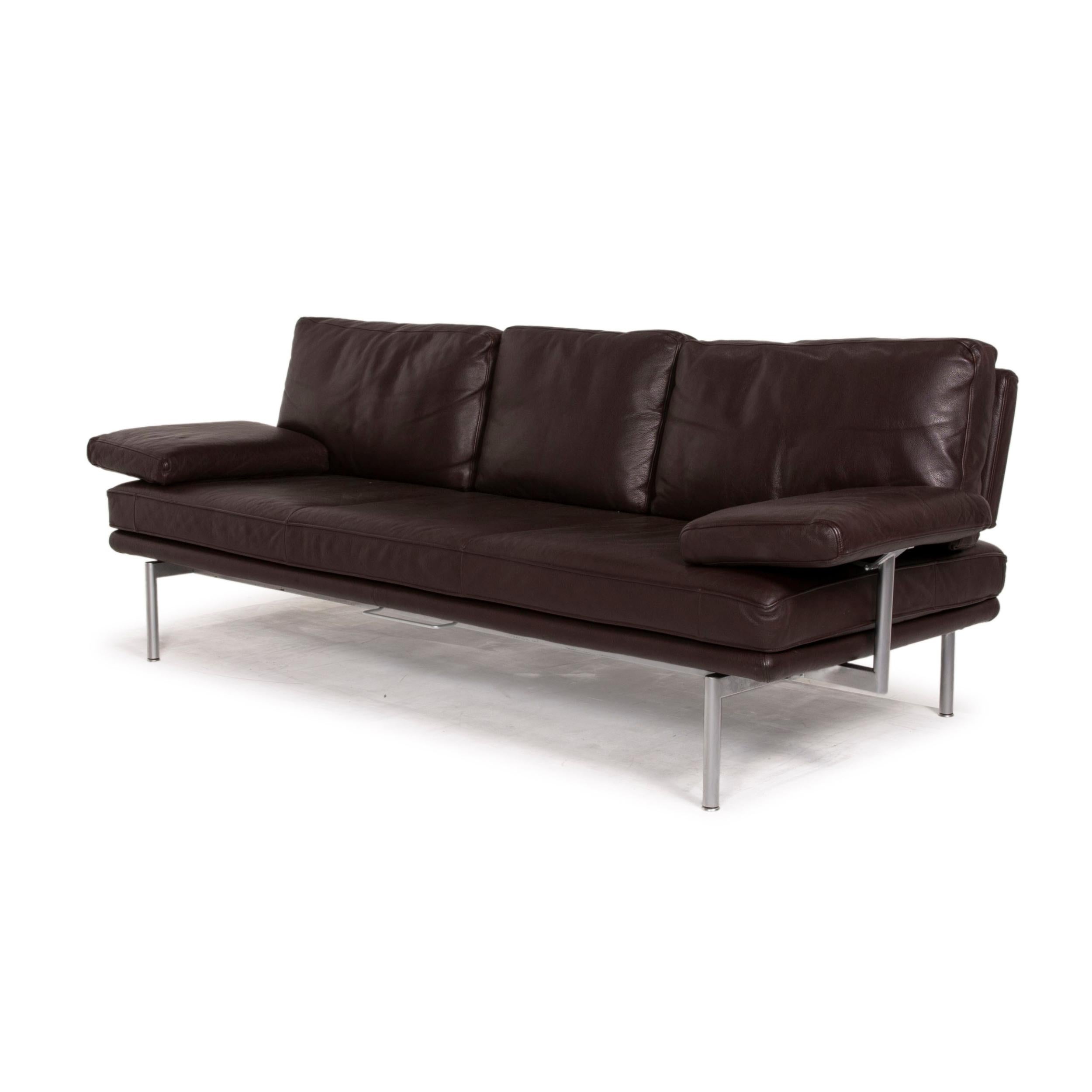 Walter Knoll Living Platform Leather Sofa Brown Three-Seater Function Dark Brown 1
