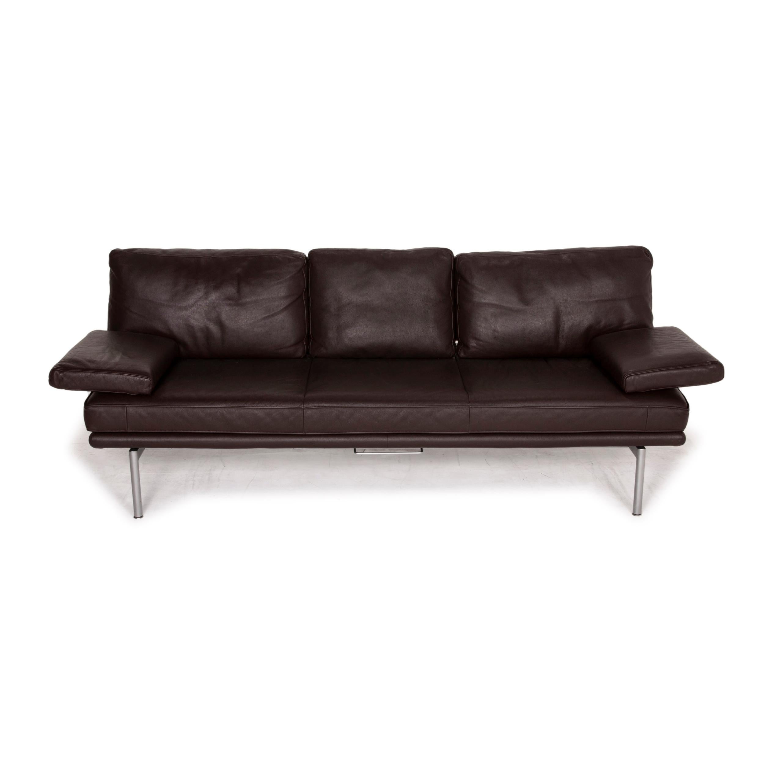 Walter Knoll Living Platform Leather Sofa Brown Three-Seater Function Dark Brown 2