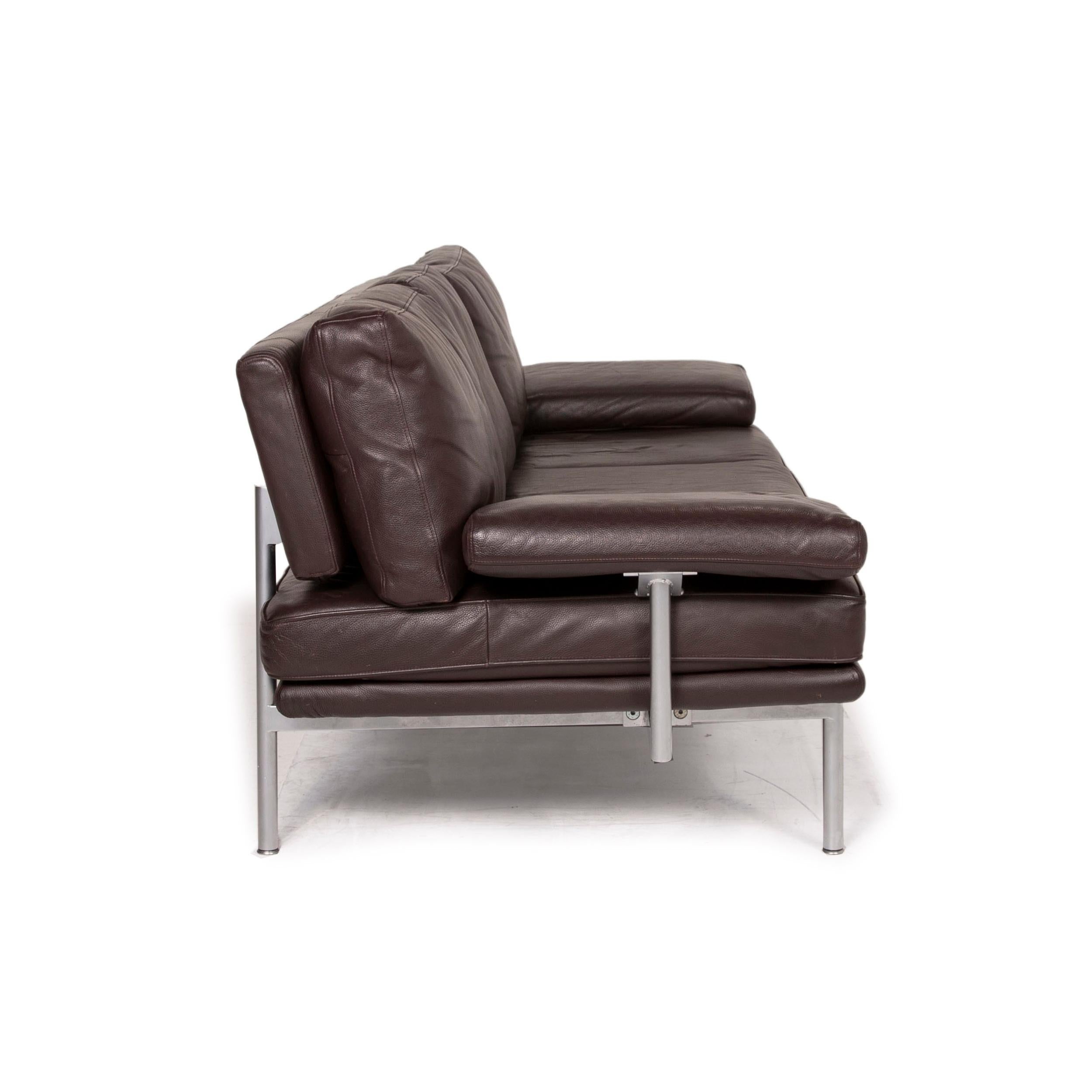 Walter Knoll Living Platform Leather Sofa Brown Three-Seater Function Dark Brown 3