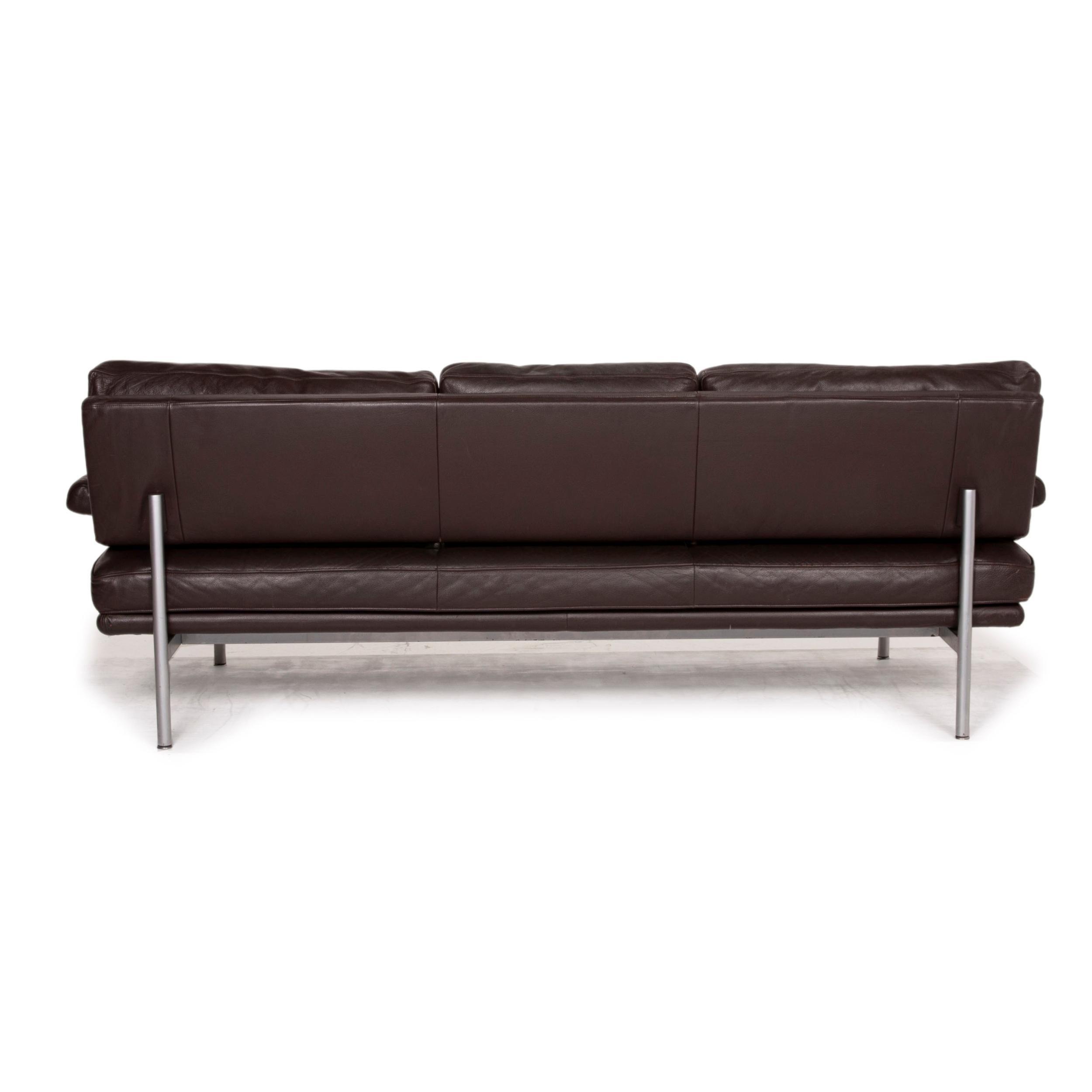 Walter Knoll Living Platform Leather Sofa Brown Three-Seater Function Dark Brown 4