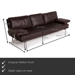 Walter Knoll Living Platform Leather Sofa Brown Three-Seater Function Dark Brown