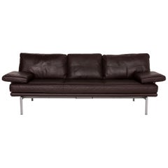 Walter Knoll Living Platform Leather Sofa Brown Three-Seater Function Dark Brown