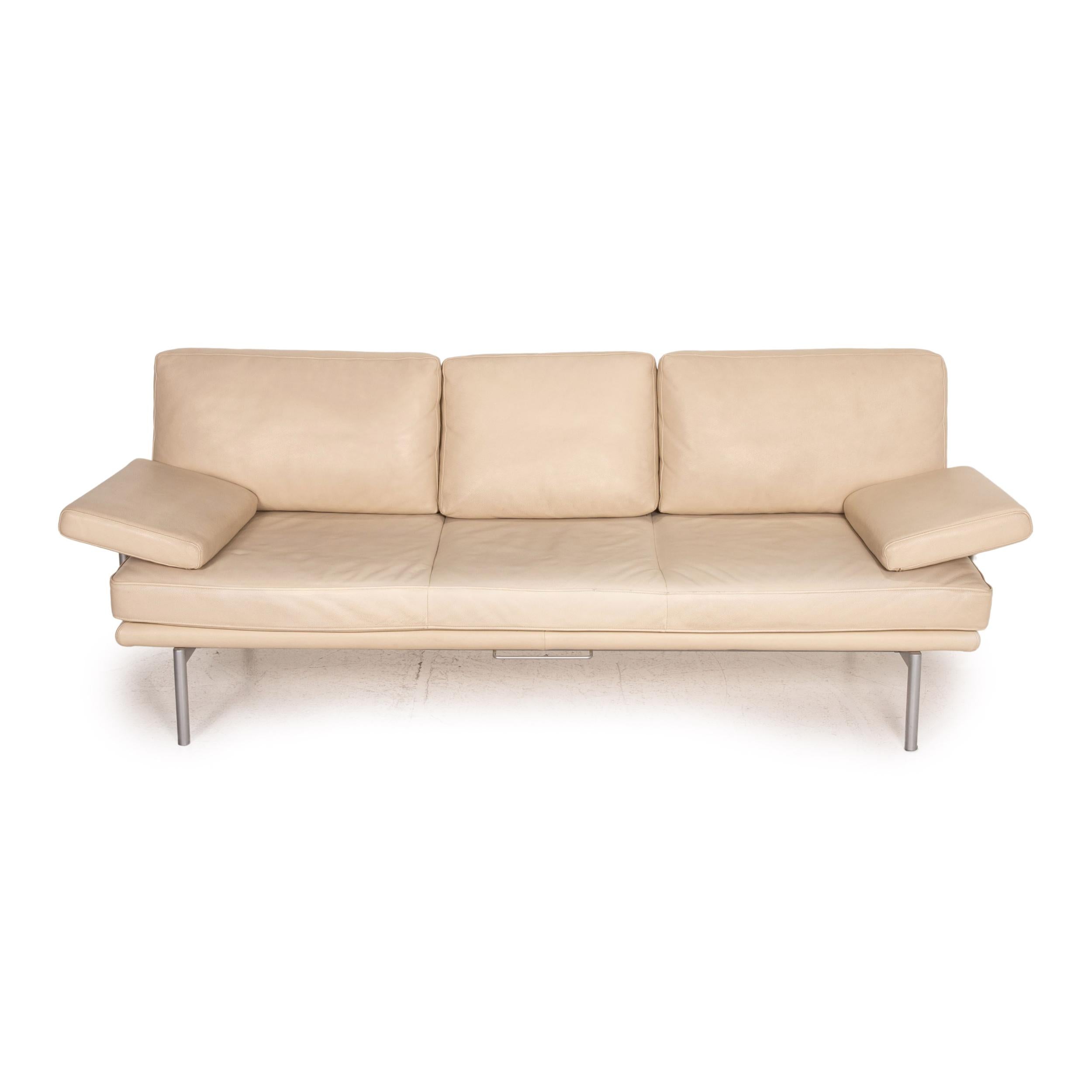 Walter Knoll Living Platform Leather Sofa Set Beige 1x Three-Seater 1x Stool 10