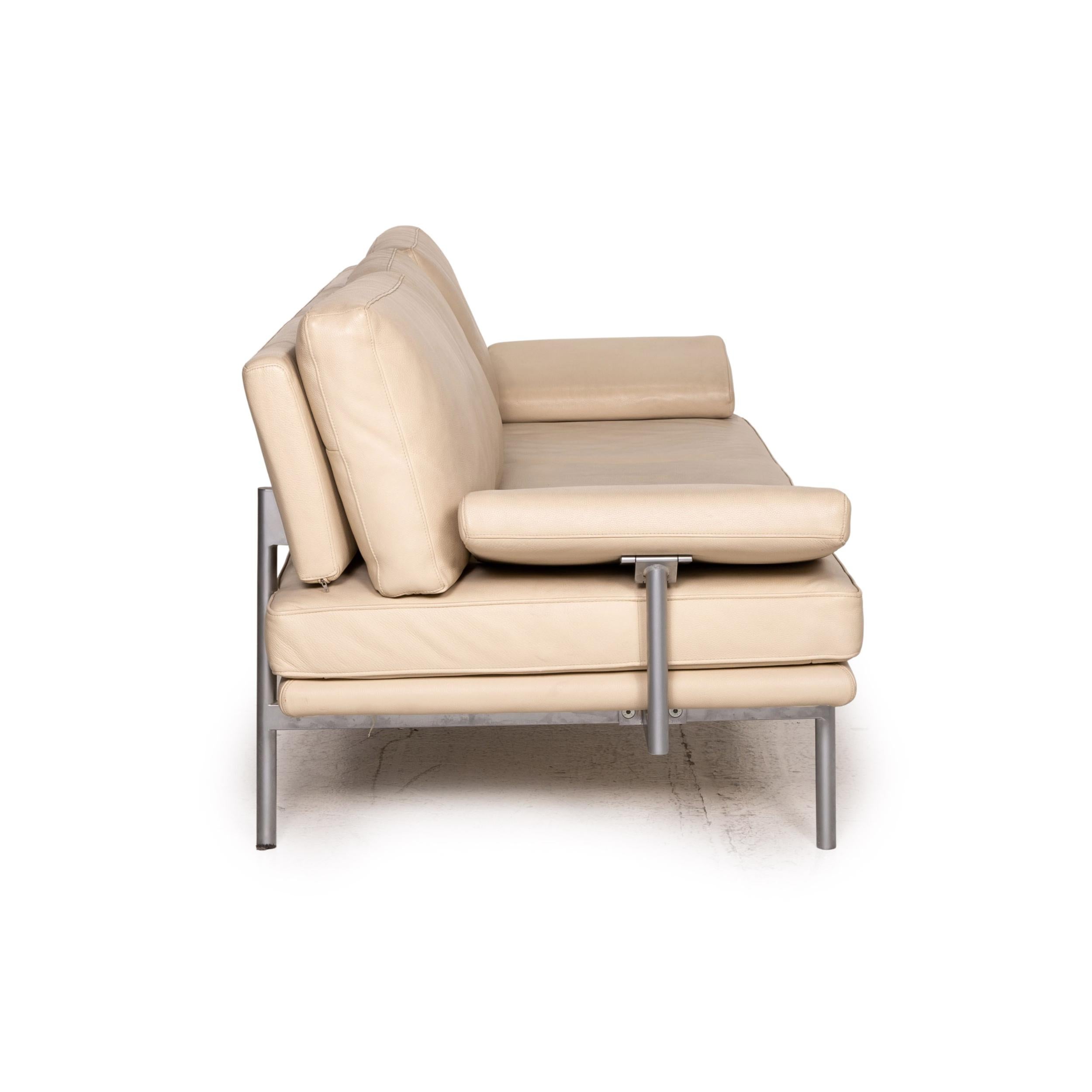 Walter Knoll Living Platform Leather Sofa Set Beige 1x Three-Seater 1x Stool 11