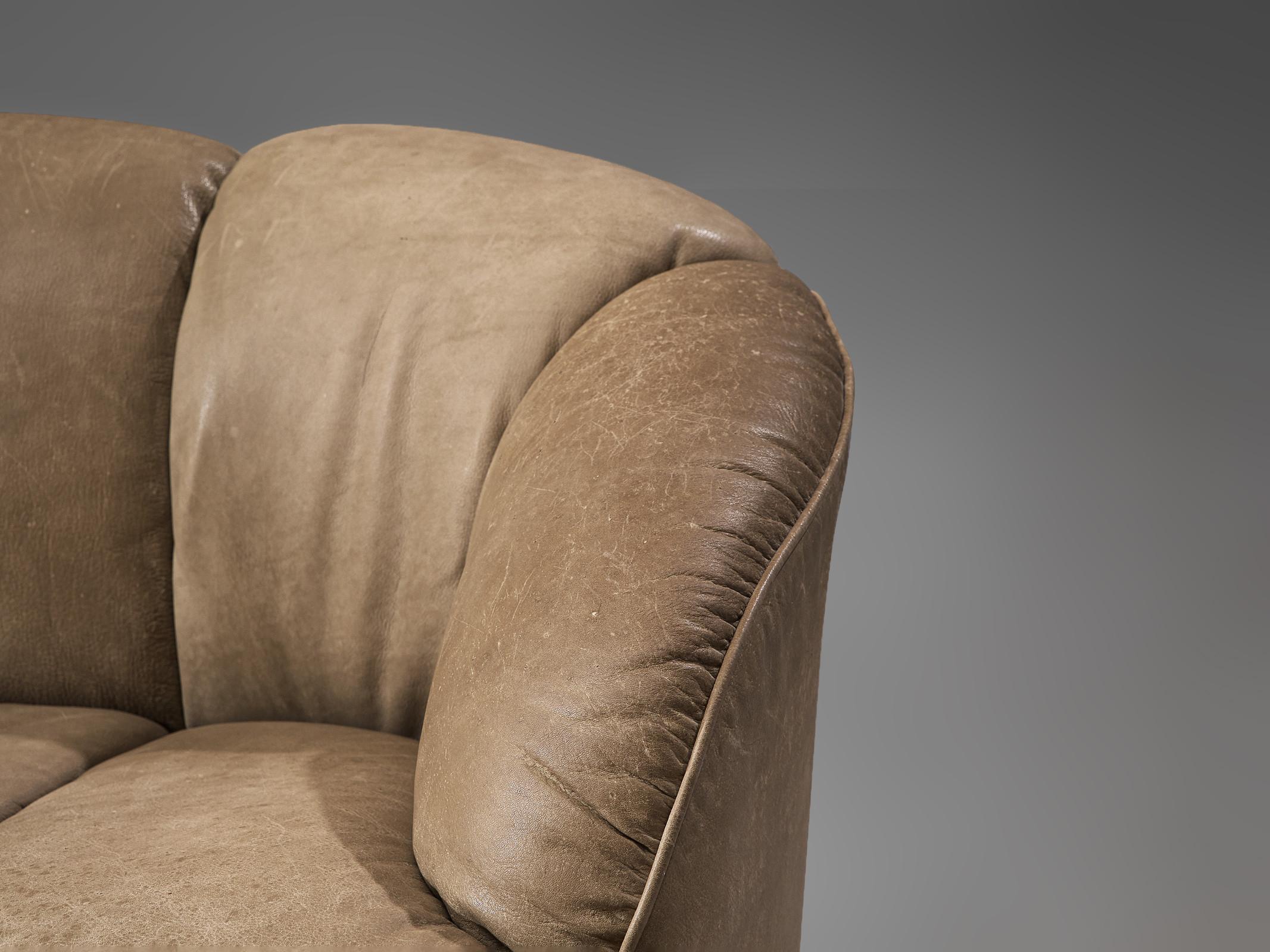 Mid-Century Modern Chaise longue 'Piccolino' de Walter Knoll en cuir beige et brun en vente