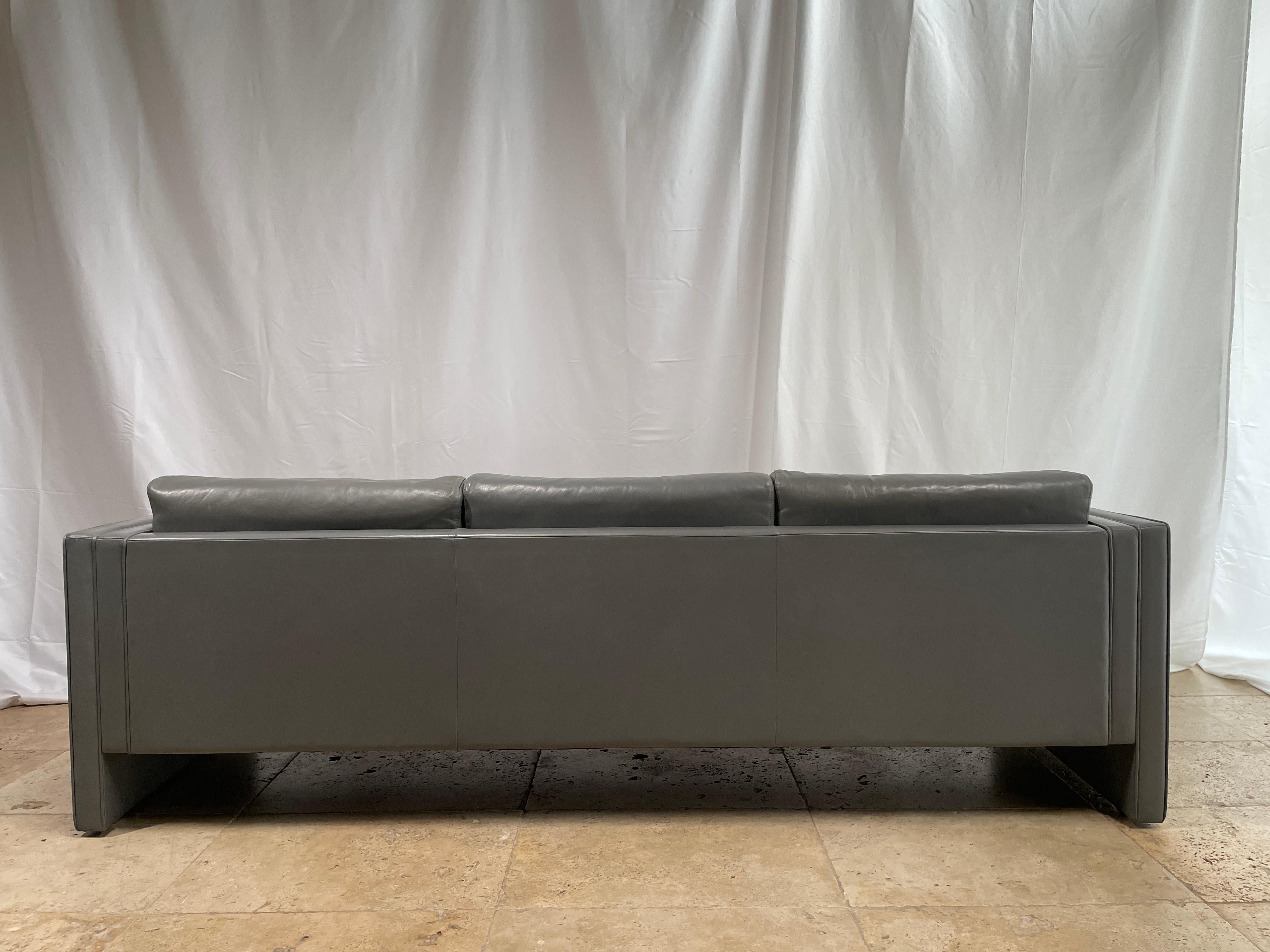 Modern Walter Knoll Model Studio 190 Grey 3 Seats Leathersofa Design Jürgen Lange