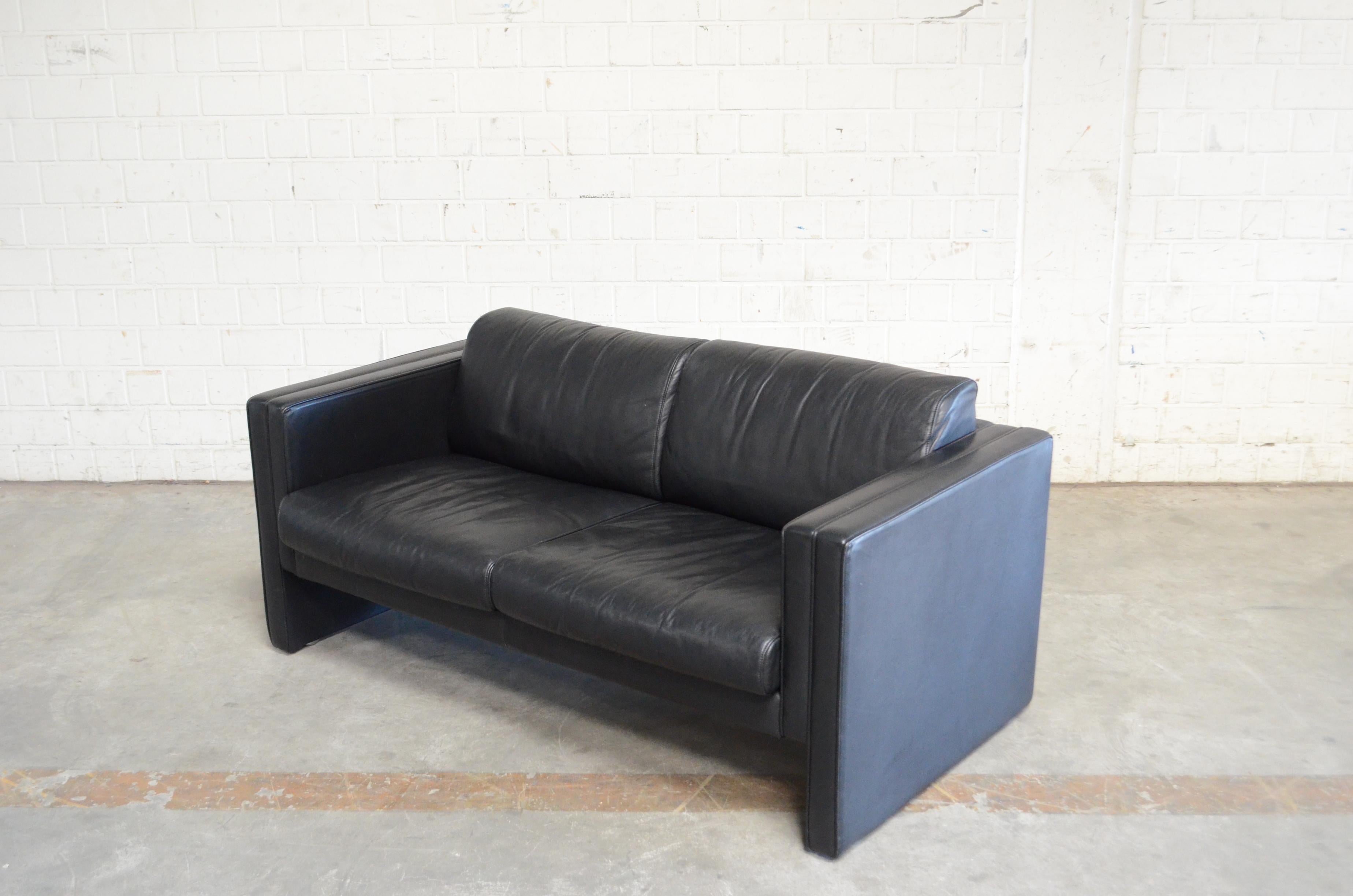 Late 20th Century Walter Knoll Model Studio Black Leathersofa Design Jürgen Lange