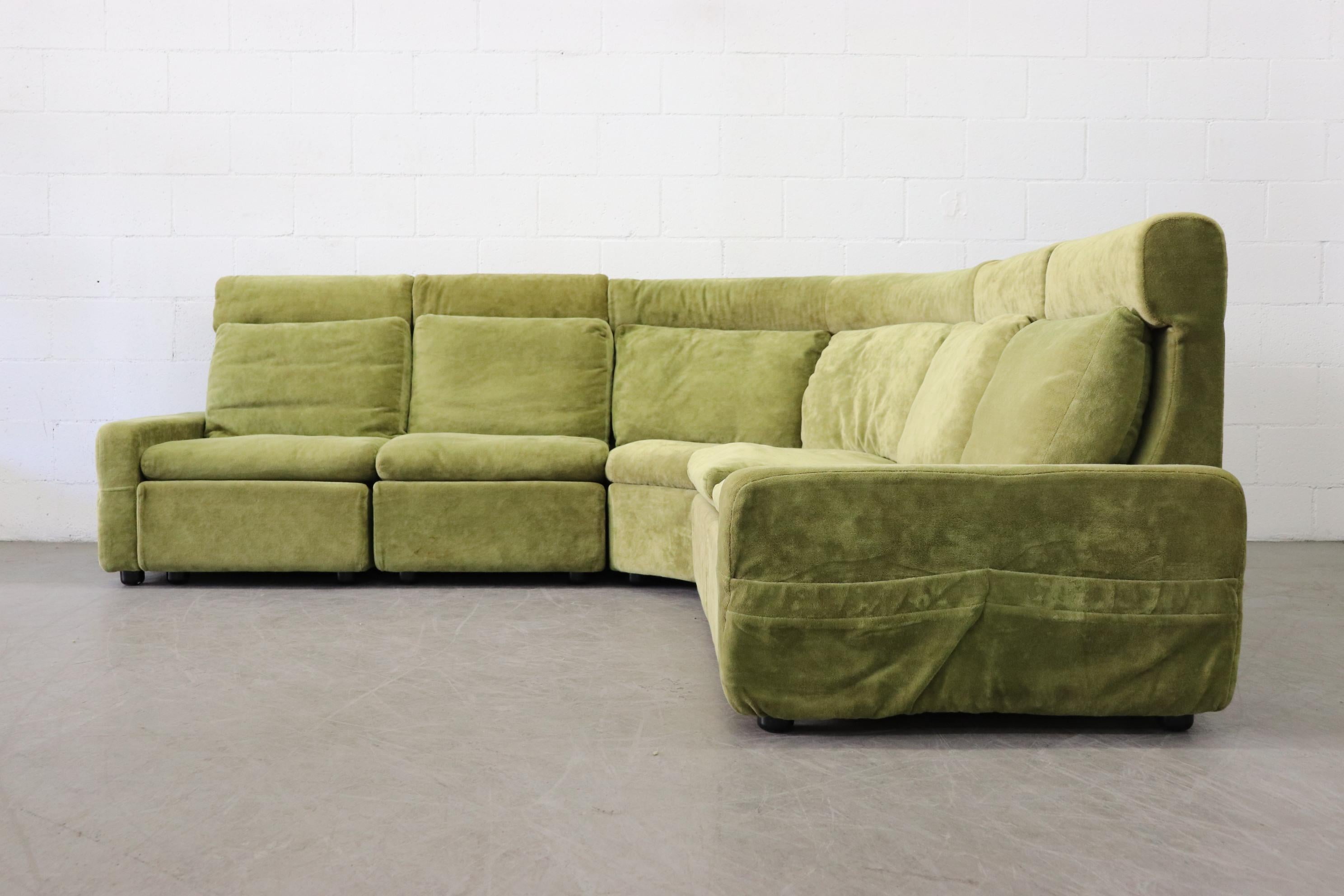 Mid-Century Modern Walter Knoll Modular High Back Green Sectional Sofa