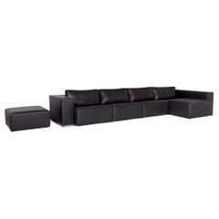 Walter Knoll Nelson Leather Sofa Set Gray 1 Corner Sofa 1 Stool Couch