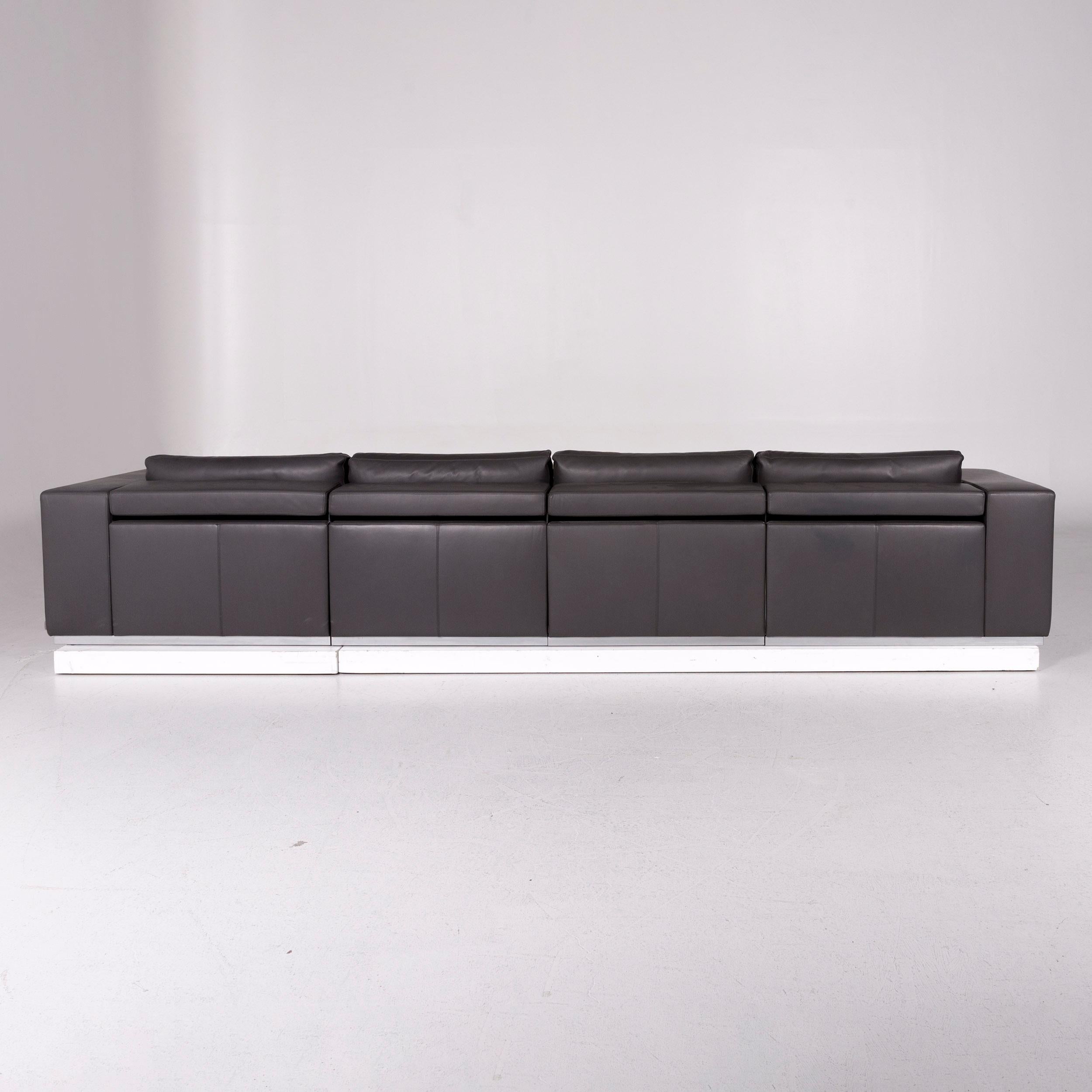 Walter Knoll Nelson Leather Sofa Set Gray 1 Corner Sofa 1 Stool Couch For Sale 8