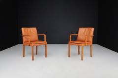 Walter Knoll Zwei Sessel aus Bugholz und cognacfarbenem Leder, Deutschland 1970