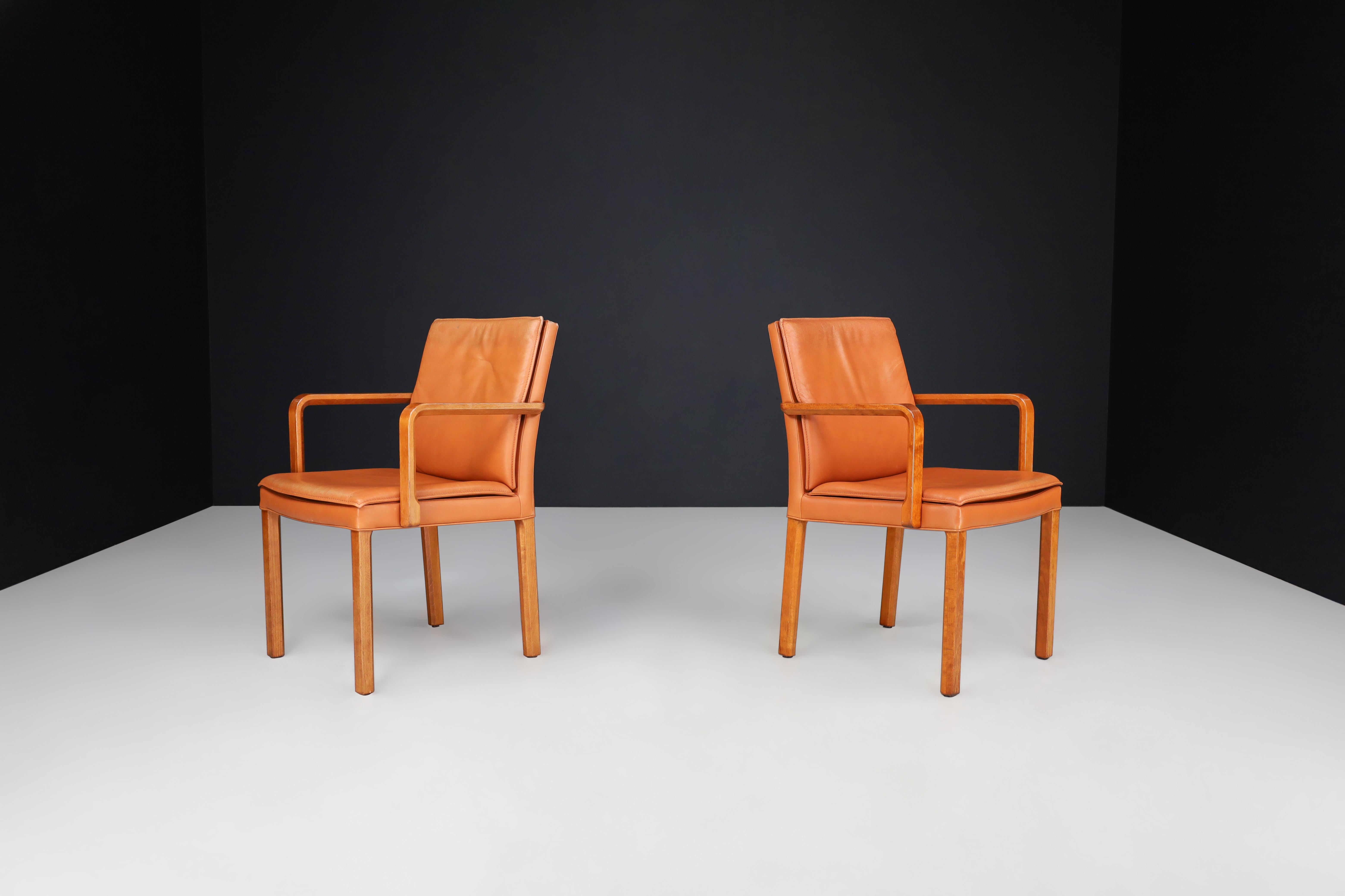 Walter Knoll Zwei Sessel aus Bugholz und cognacfarbenem Leder, Deutschland 1970 (Moderne) im Angebot
