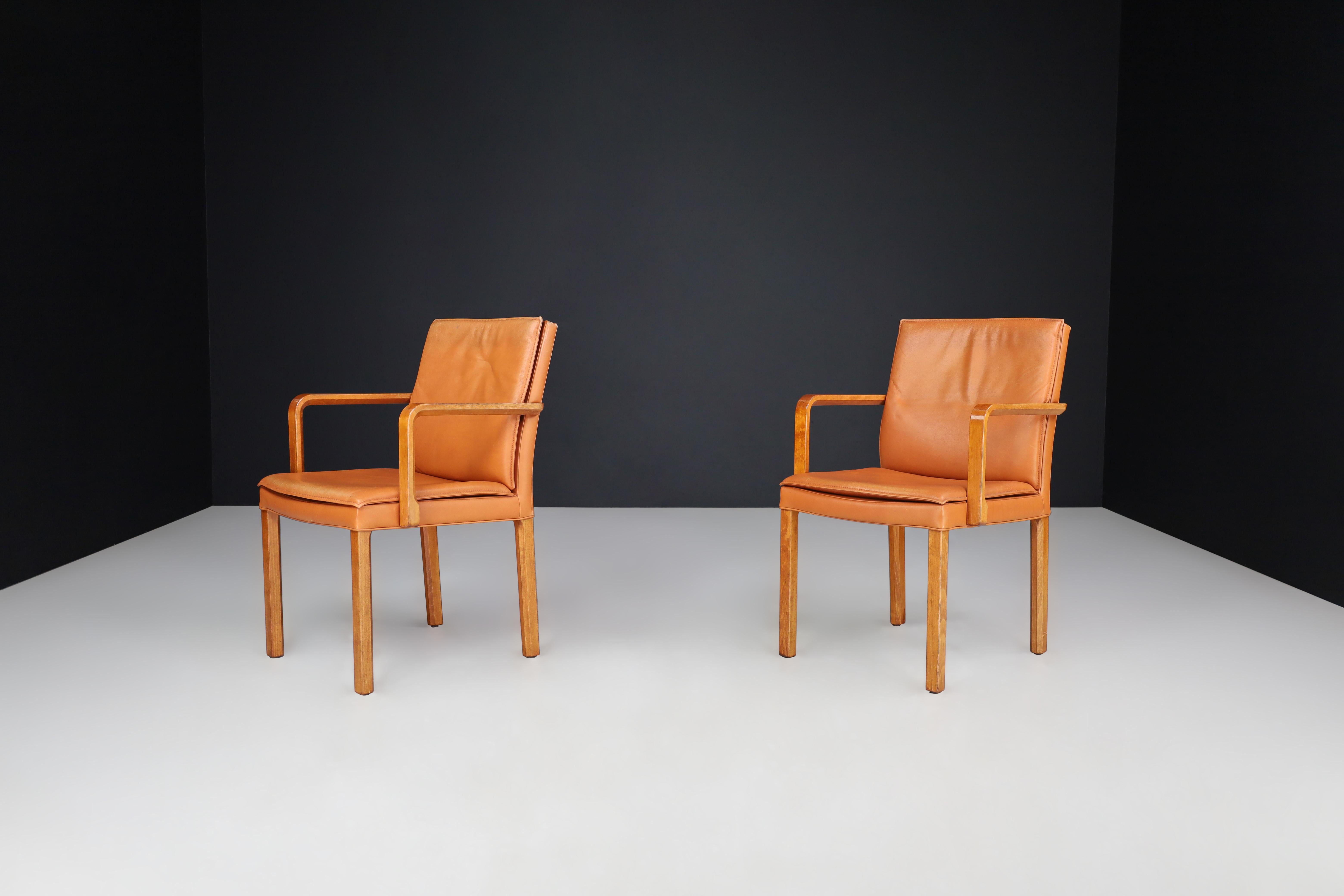 Walter Knoll Pair of two Arm chairs in Bentwood and Cognac Leather, Germany 1970 In Good Condition For Sale In Almelo, NL