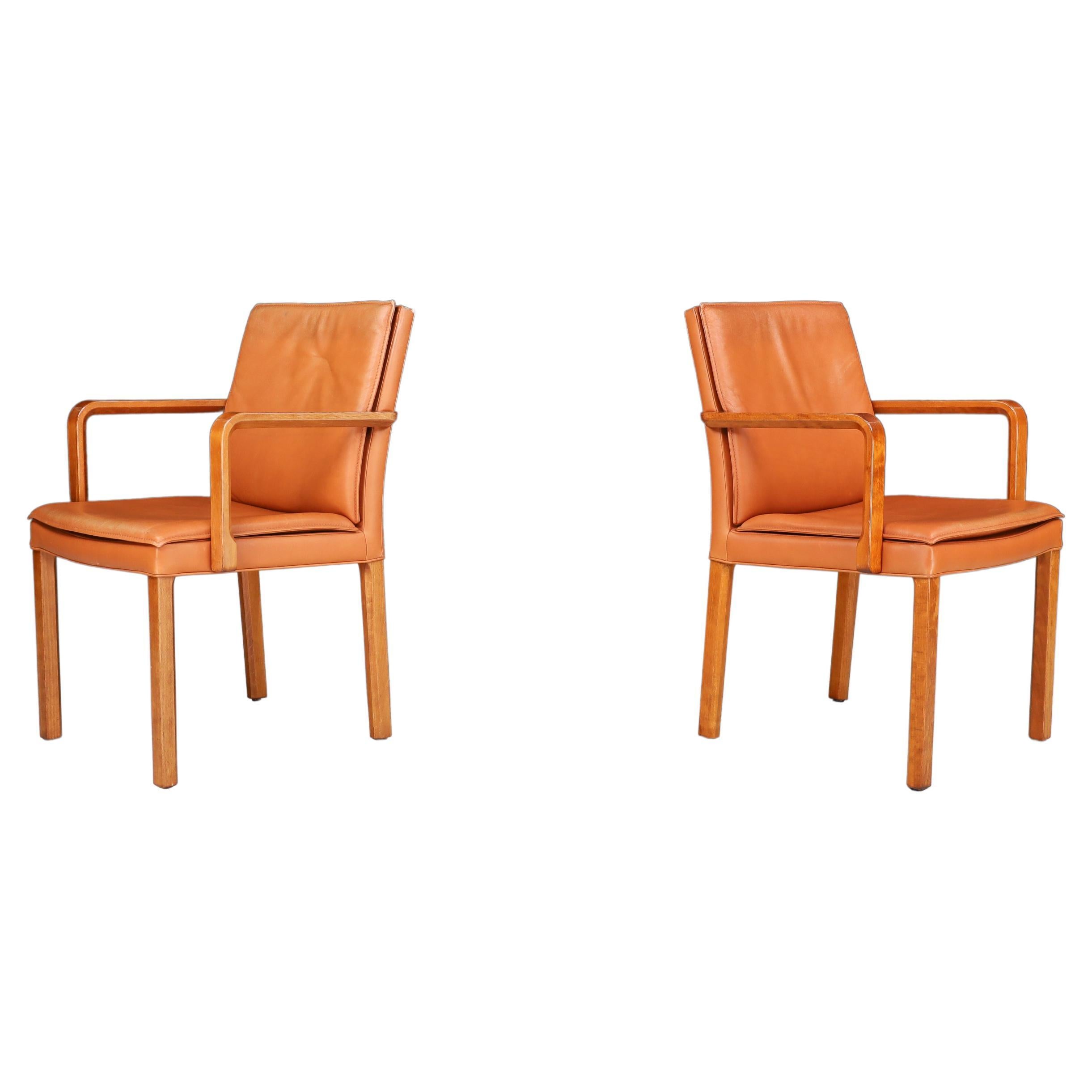 Walter Knoll Pair of two Arm chairs in Bentwood and Cognac Leather, Germany 1970 For Sale