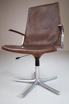Walter Knoll Büro-/Schreibtisch-Drehsessel aus patiniertem Leder:: Deutschland:: 1970er Jahre