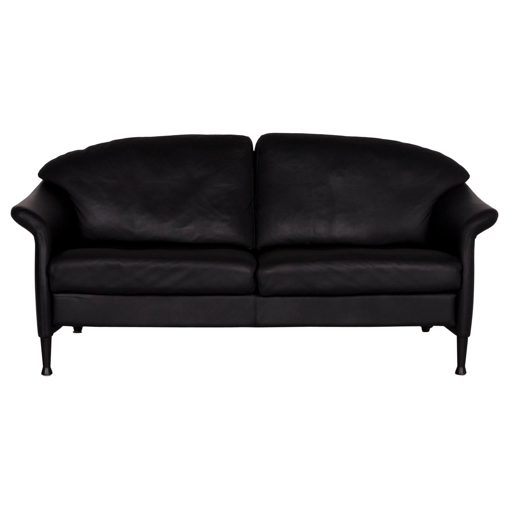 Walter Knoll Scarlett Leather Sofa Black TwoSeat Couch For Sale at 1stDibs