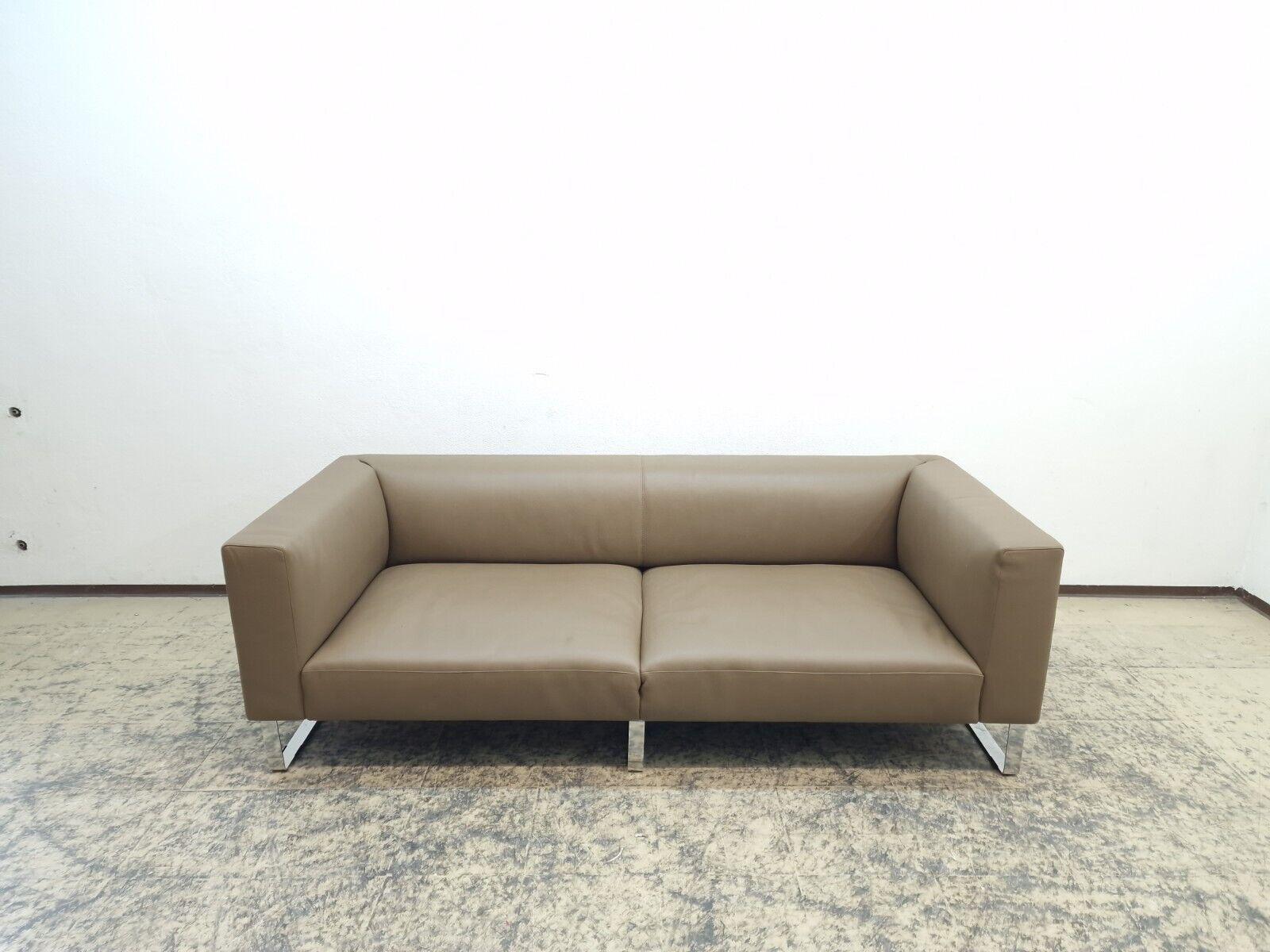Walter Knoll Sofa Couch Sofa Jaan Living mit Chromfüßen Top Ledersofa Couch 3