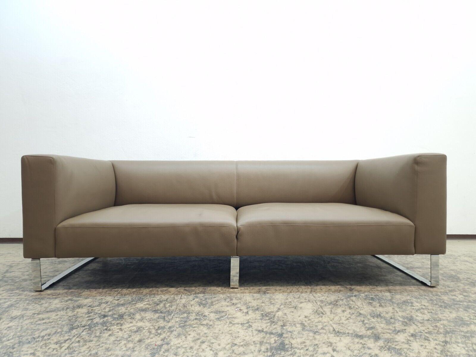 Walter Knoll Sofa Couch Sofa Jaan Living mit Chromfüßen Top Ledersofa Couch 1
