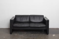 Walter Knoll Studio Line Series black leather sofa designed by Jürgen Lange