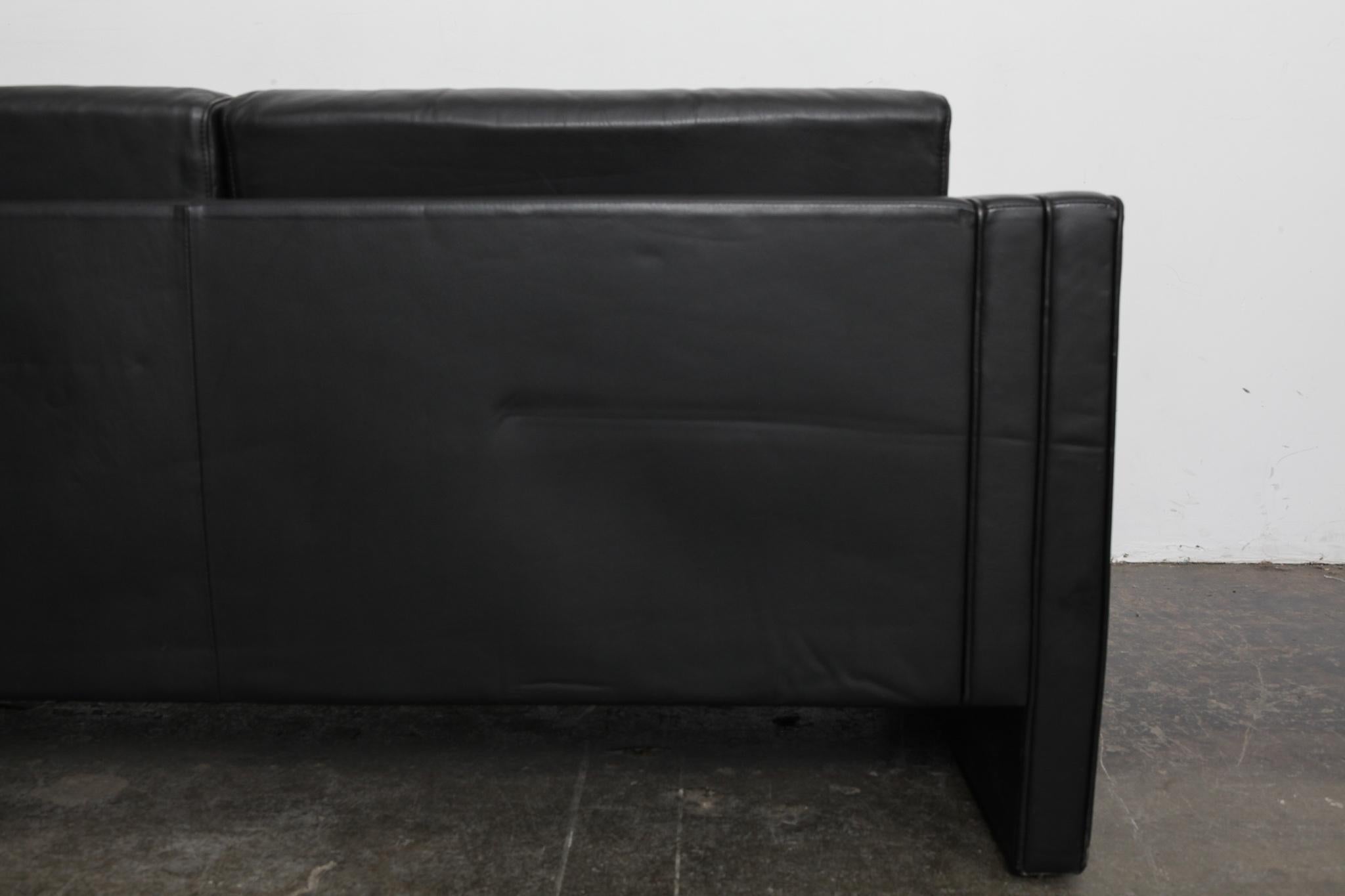 Walter Knoll Studio Line Series black leather sofa designed by Jürgen Lange For Sale 1