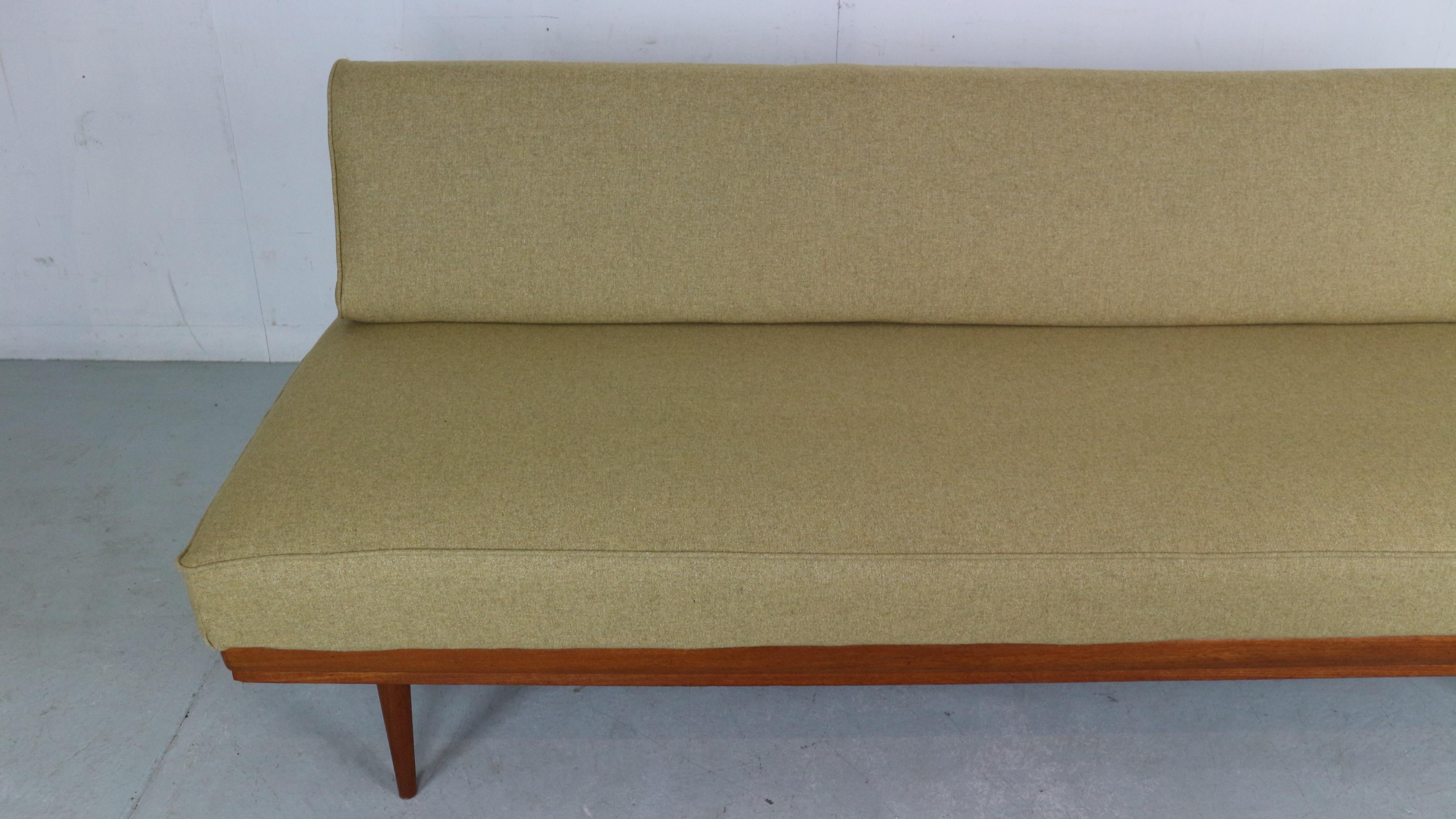 Walter Knoll Teak & Newly Upholstered Daybed/ Sofa for Knoll Antimott, 1950's 4