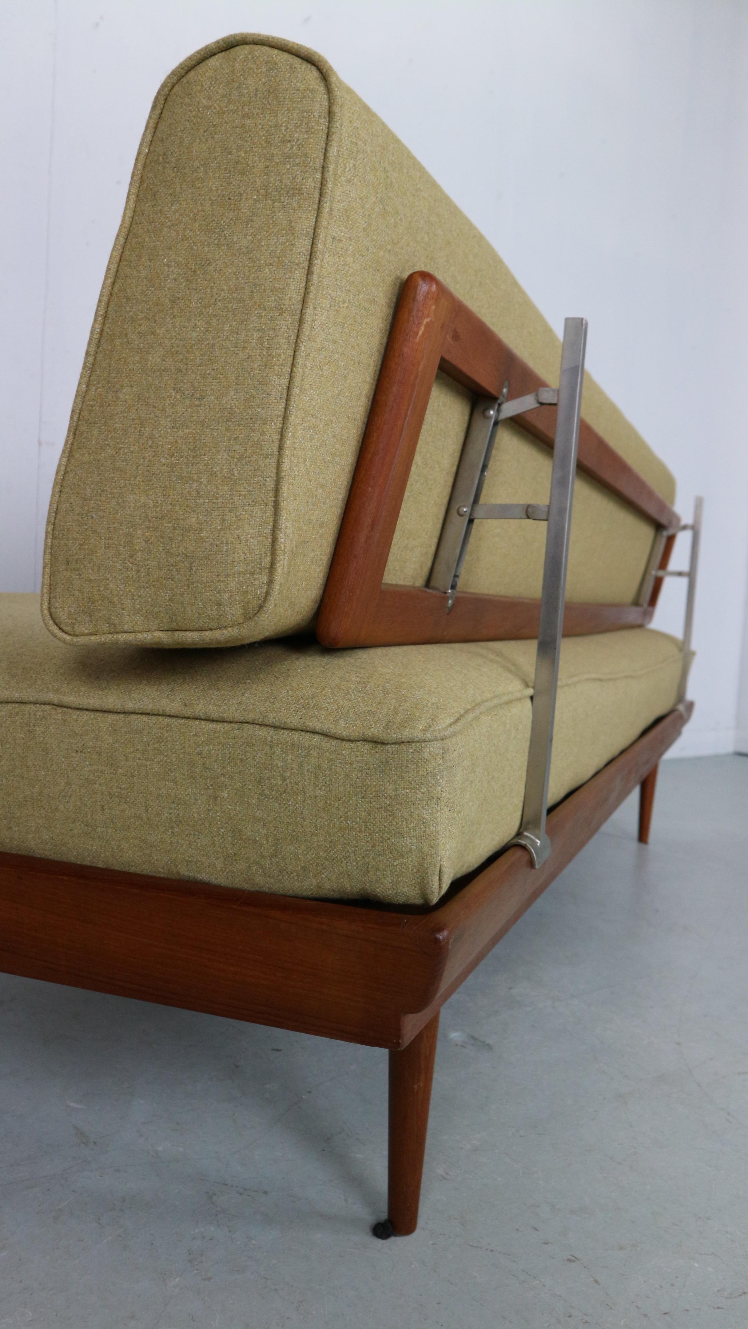 Walter Knoll Teak & Newly Upholstered Daybed/ Sofa for Knoll Antimott, 1950's 6