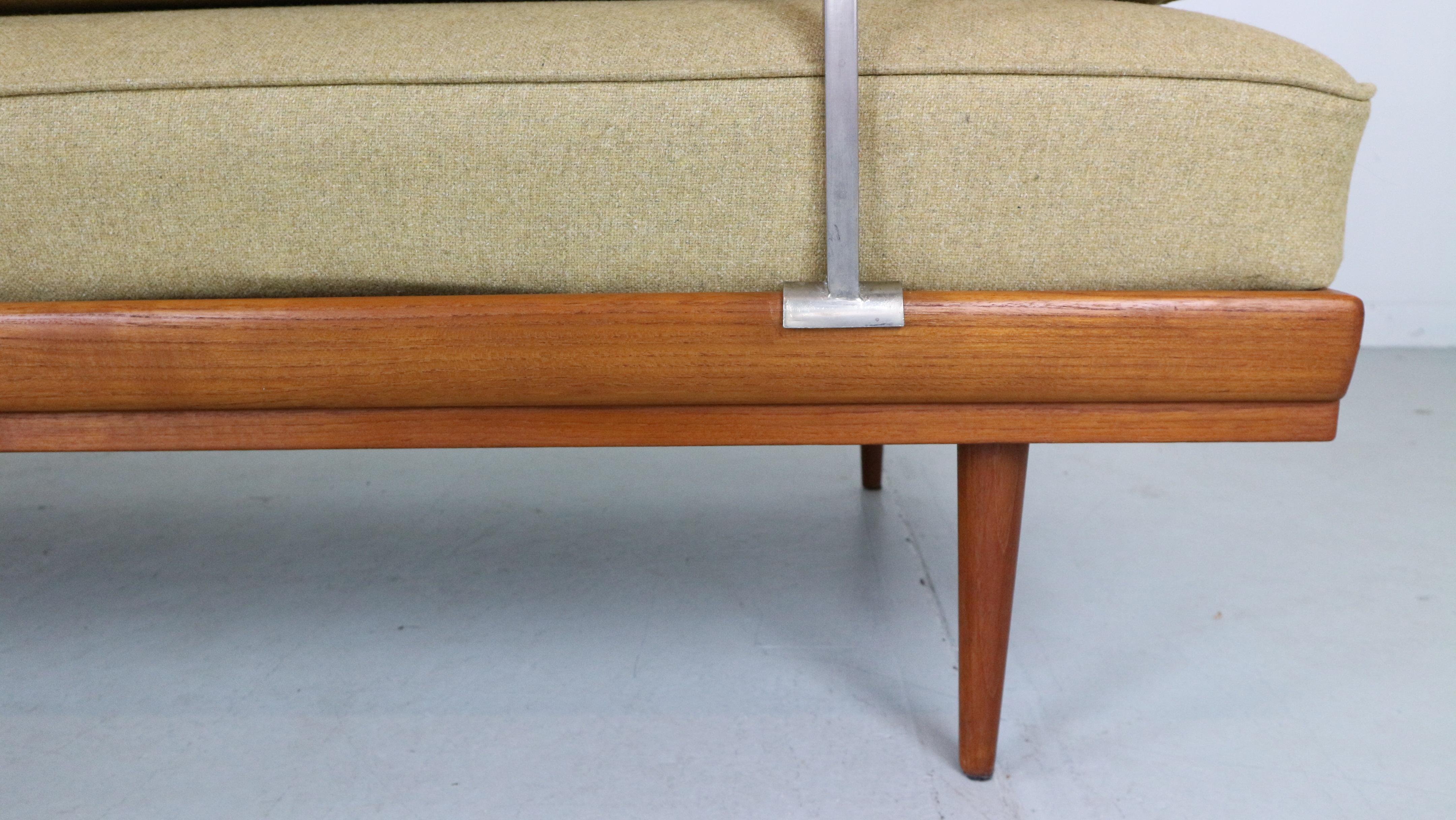 Walter Knoll Teak & Newly Upholstered Daybed/ Sofa for Knoll Antimott, 1950's 10