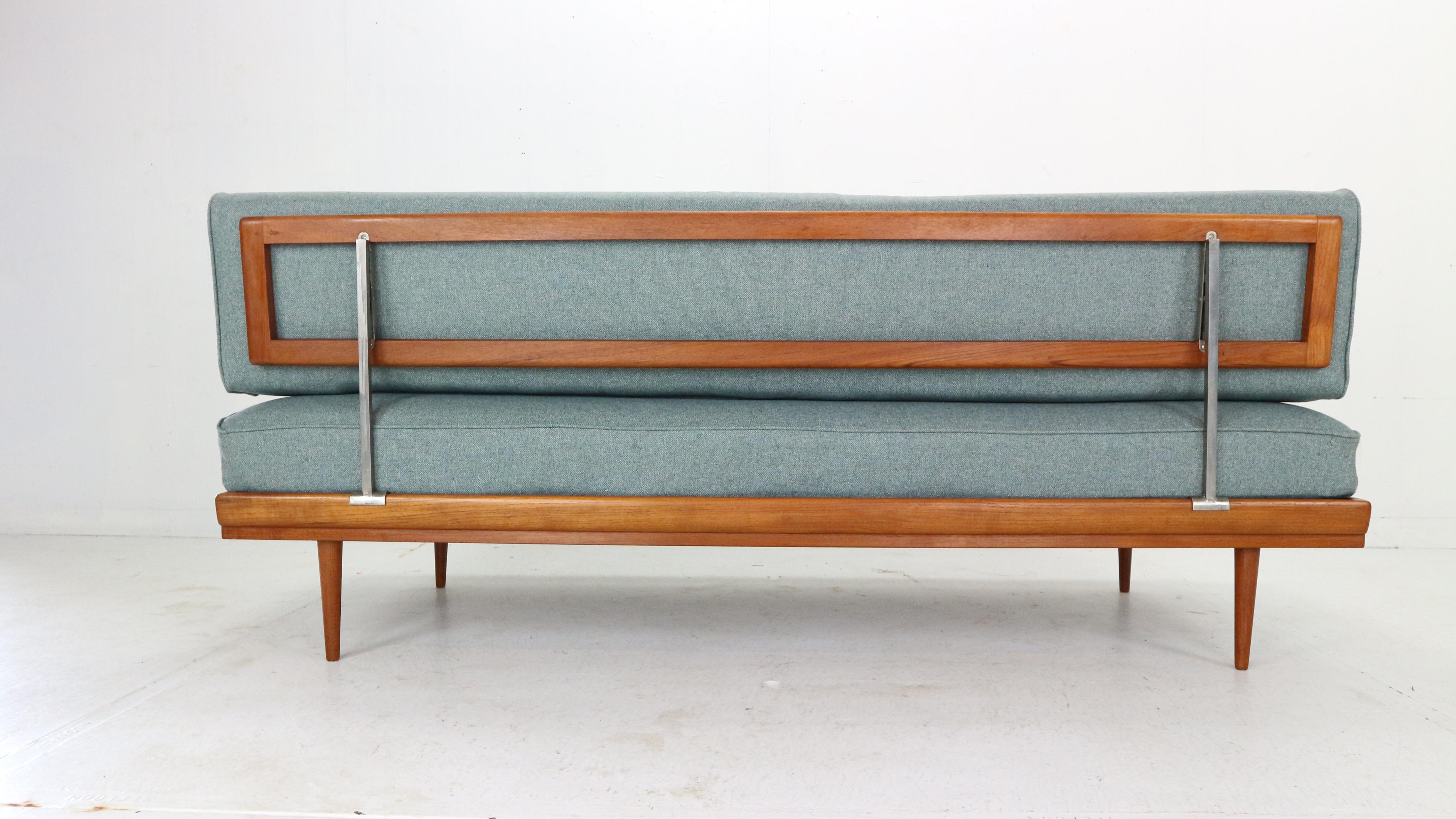 Fabric Walter Knoll Teak & Newly Upholstered Daybed/ Sofa for Knoll Antimott, 1950's