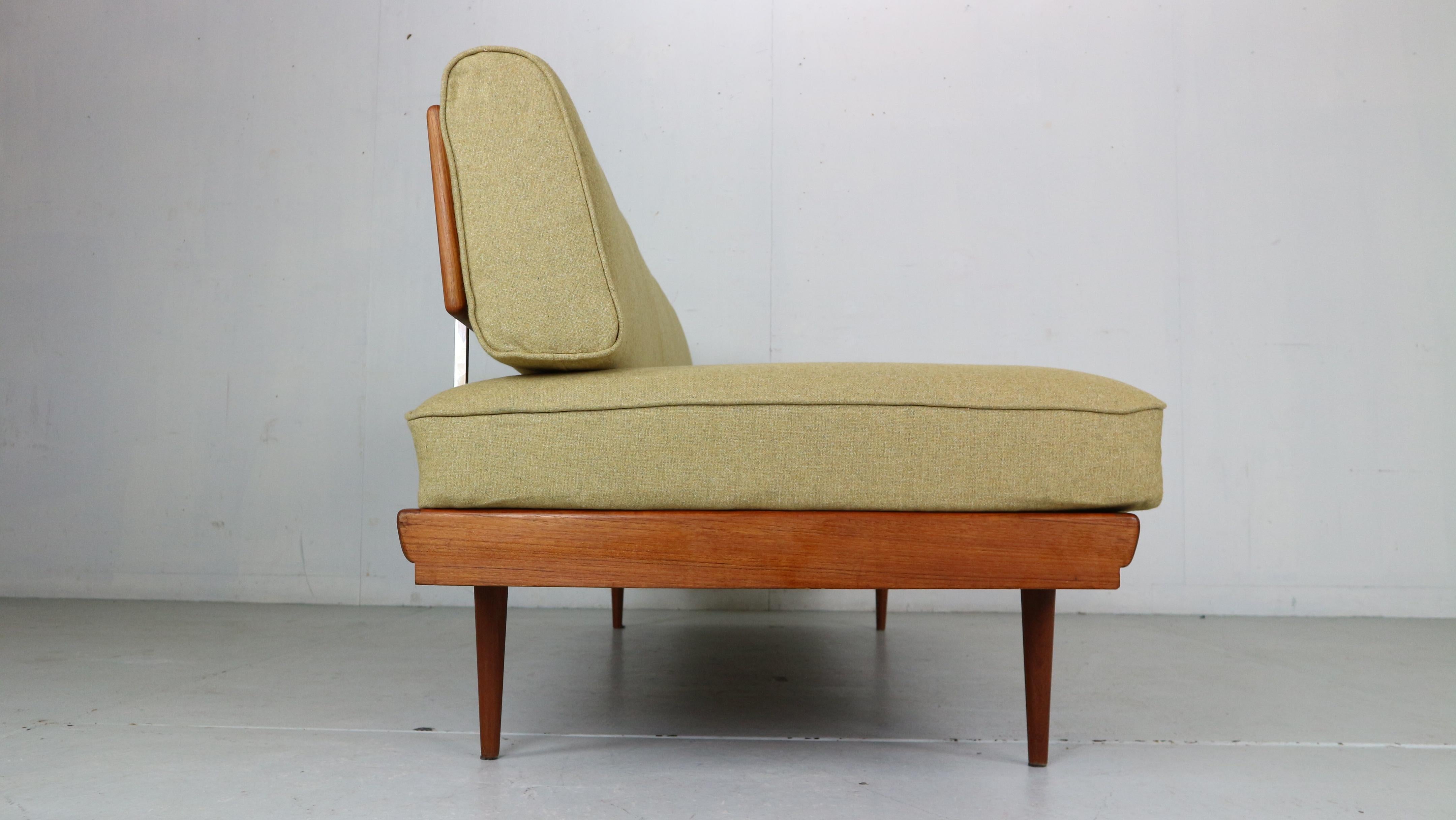 Mid-20th Century Walter Knoll Teak & Newly Upholstered Daybed/ Sofa for Knoll Antimott, 1950's