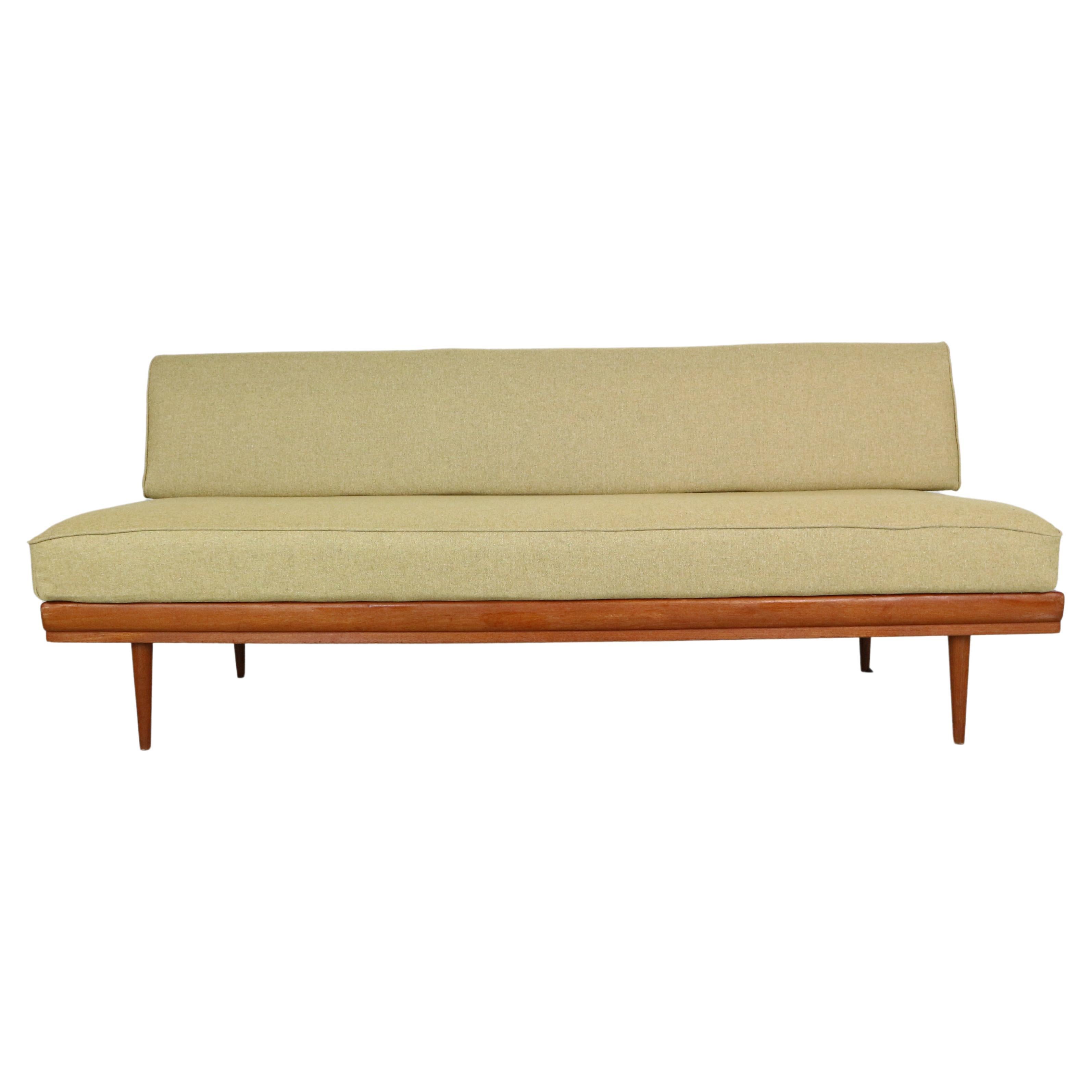Walter Knoll Teak & Newly Upholstered Daybed/ Sofa for Knoll Antimott, 1950's