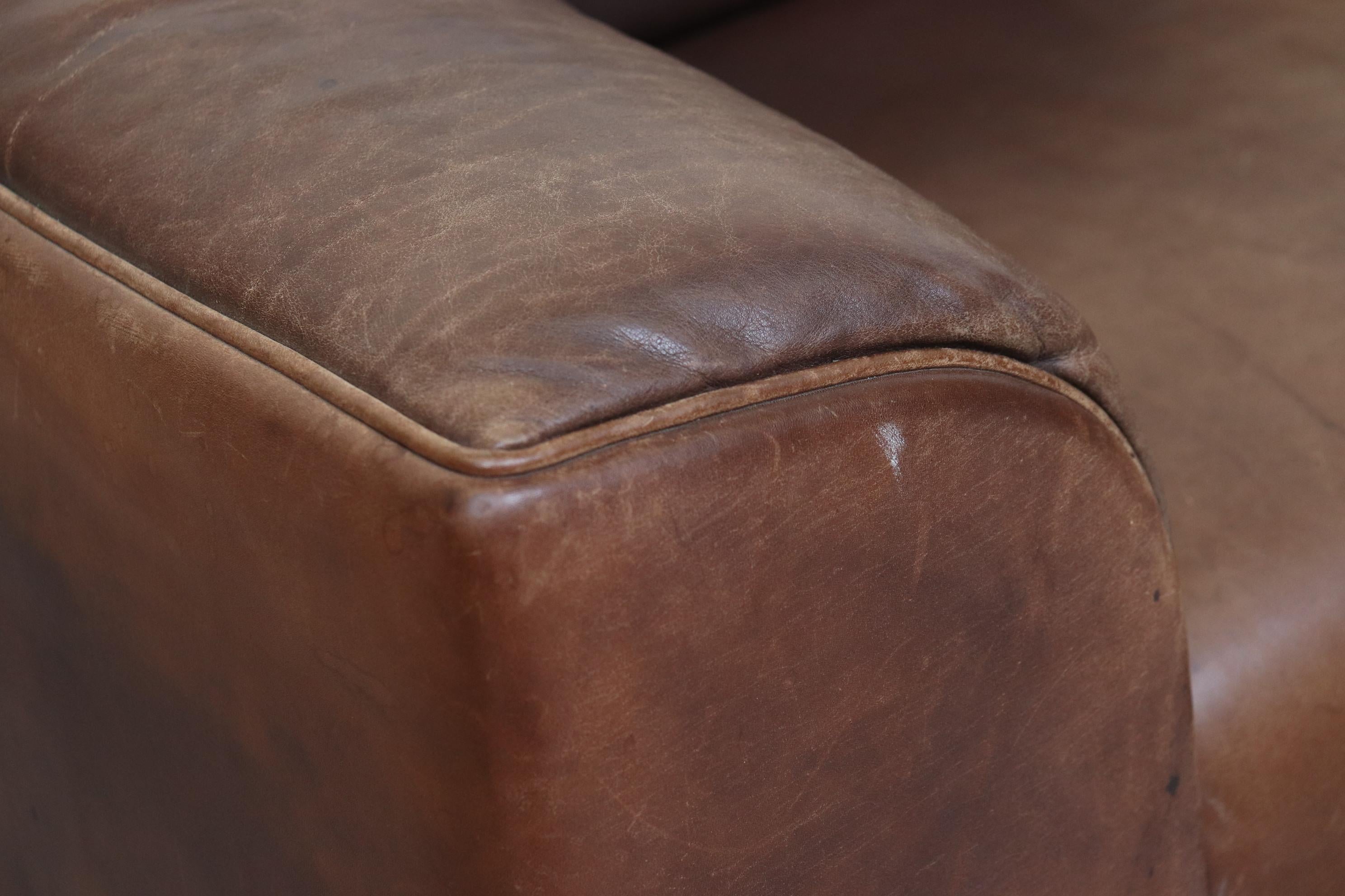 Walter Knoll Thick Brown Leather 3-Seat Sofa 8
