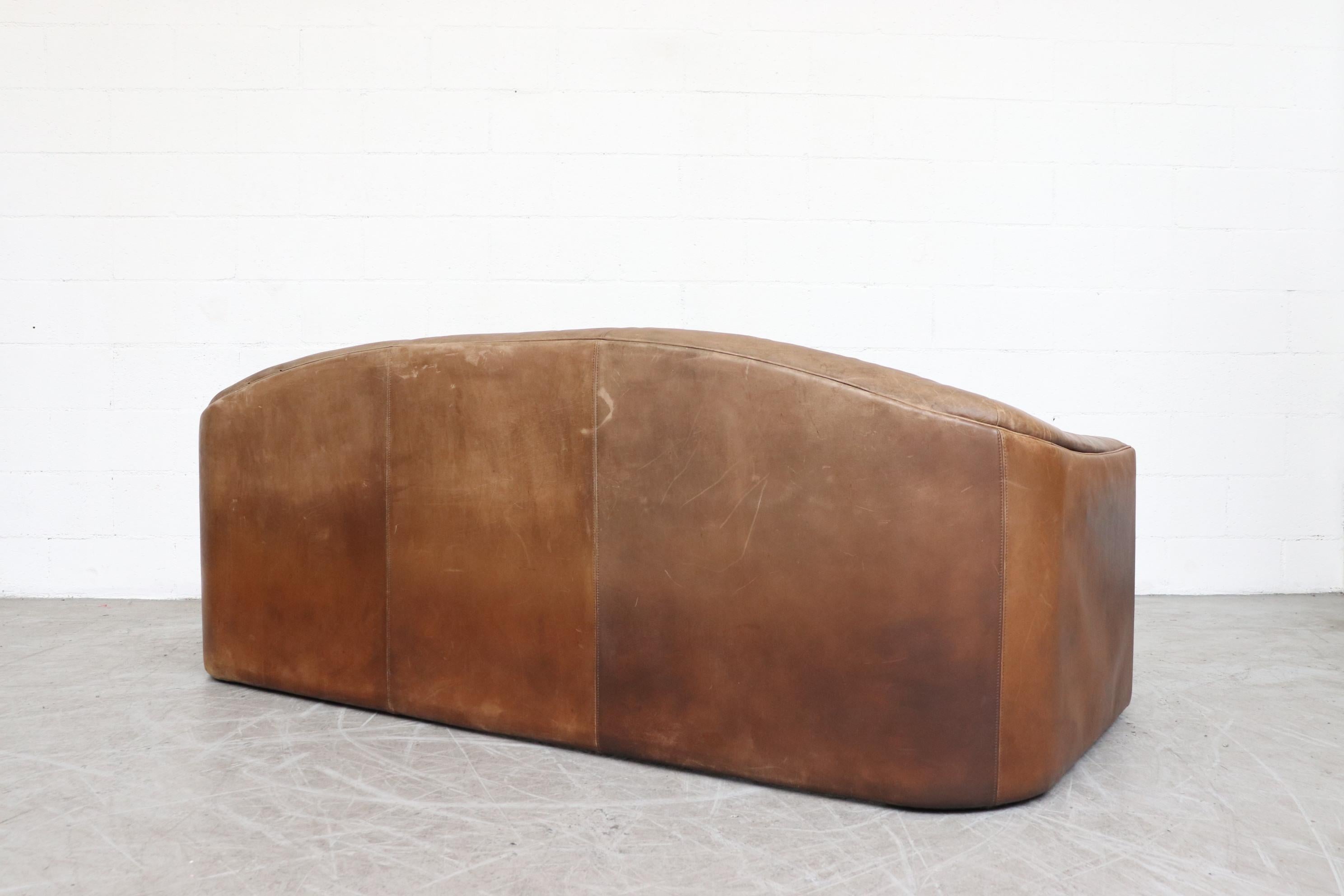 German Walter Knoll Thick Brown Leather 3-Seat Sofa