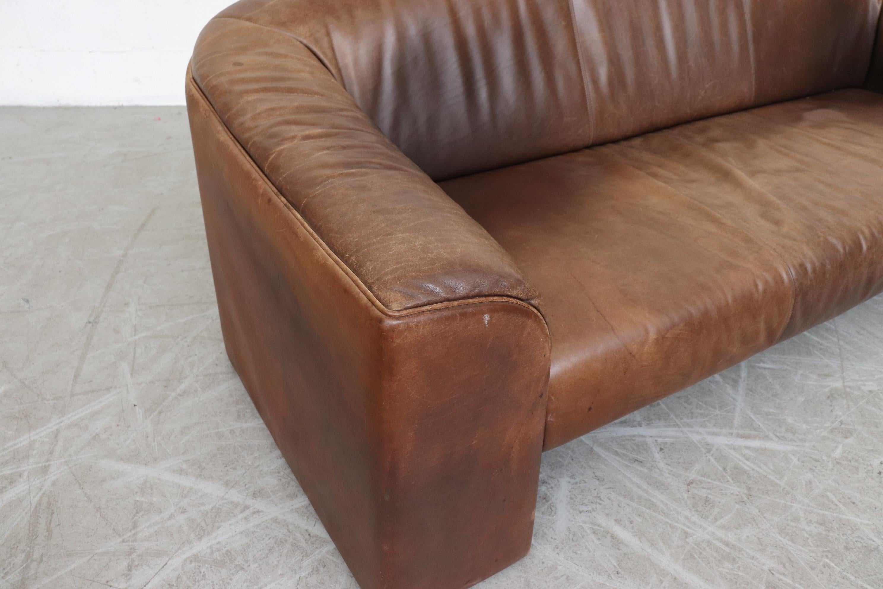 Walter Knoll Thick Brown Leather 3-Seat Sofa 1