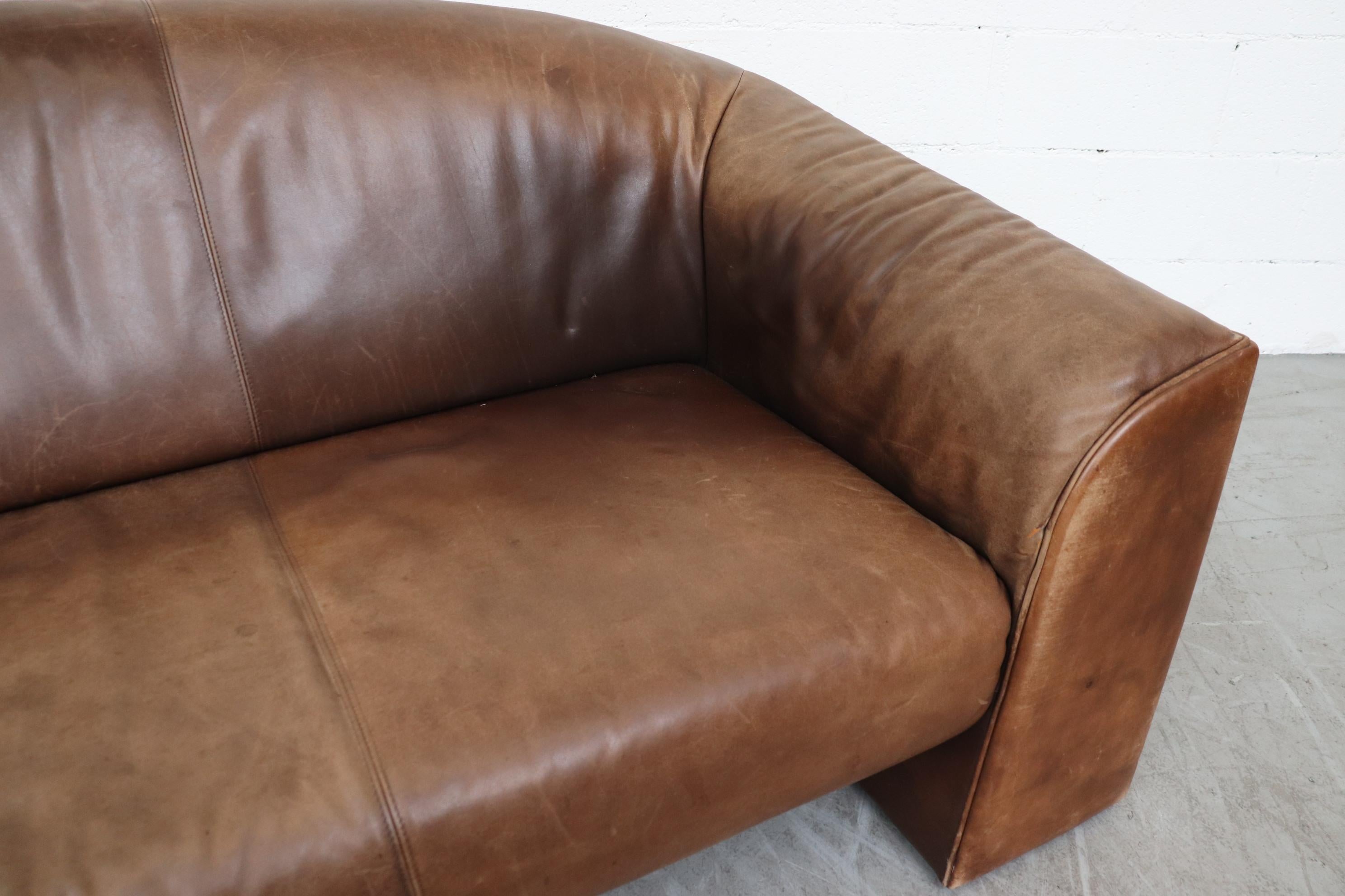 Walter Knoll Thick Brown Leather 3-Seat Sofa 2