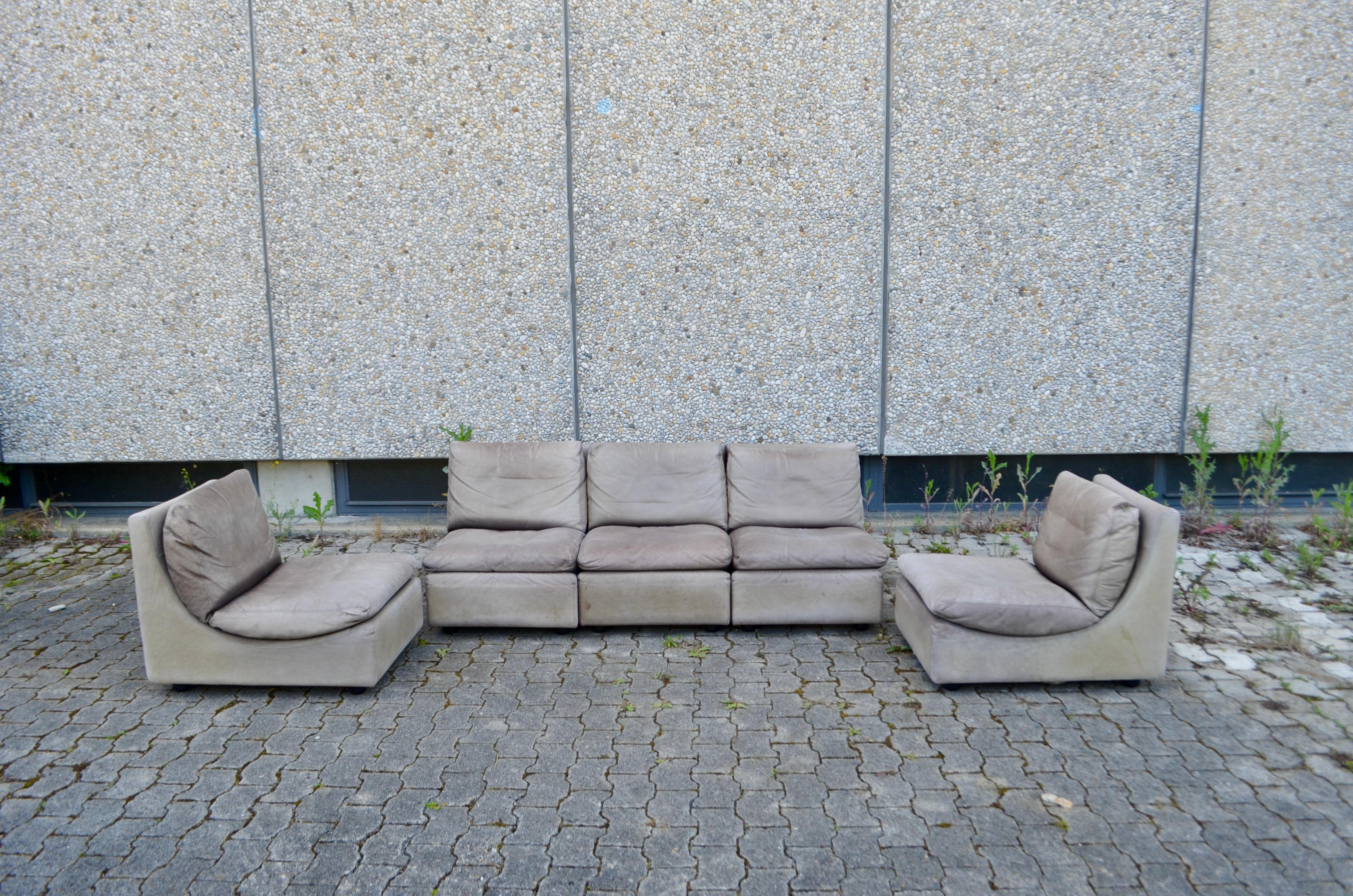 Moderne Fauteuil de salon modulaire gris Buffallo de Walter Knoll, Allemagne, 1970 en vente