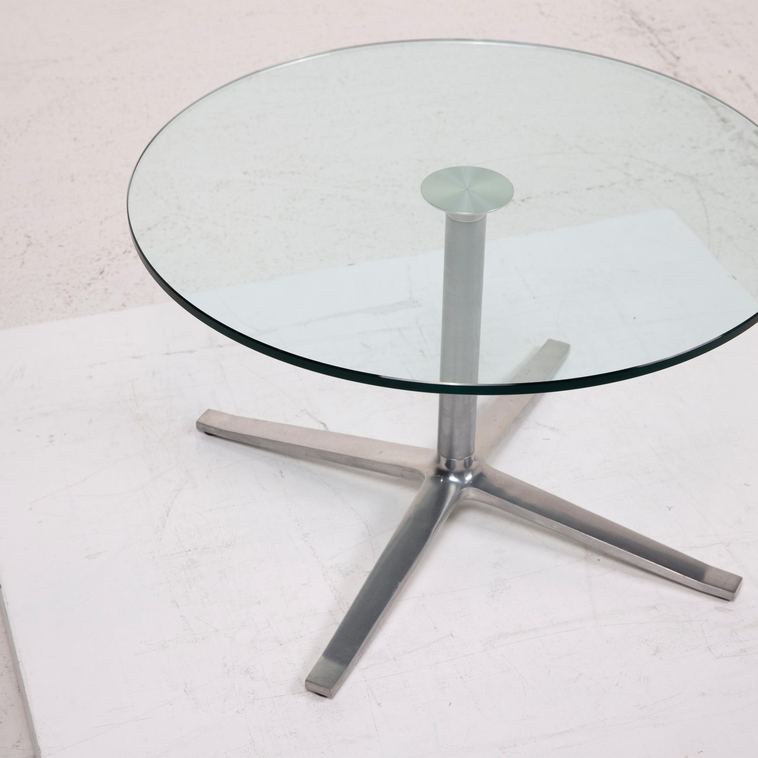 Modern Walter Knoll X-Table Glass Table Set Silver Coffee Table Set of 4 For Sale