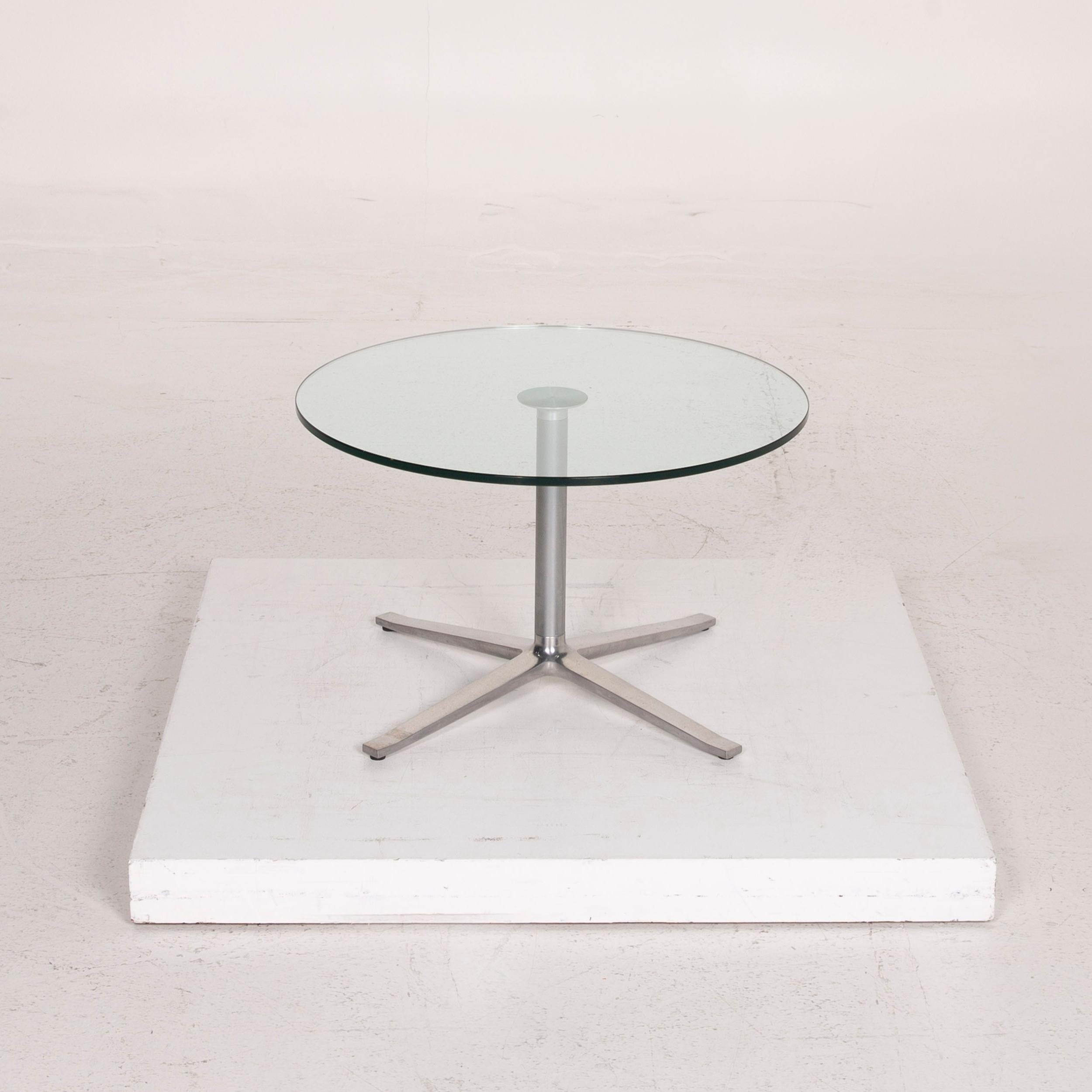 Contemporary Walter Knoll X-Table Glass Table Set Silver Coffee Table Set of 4 For Sale