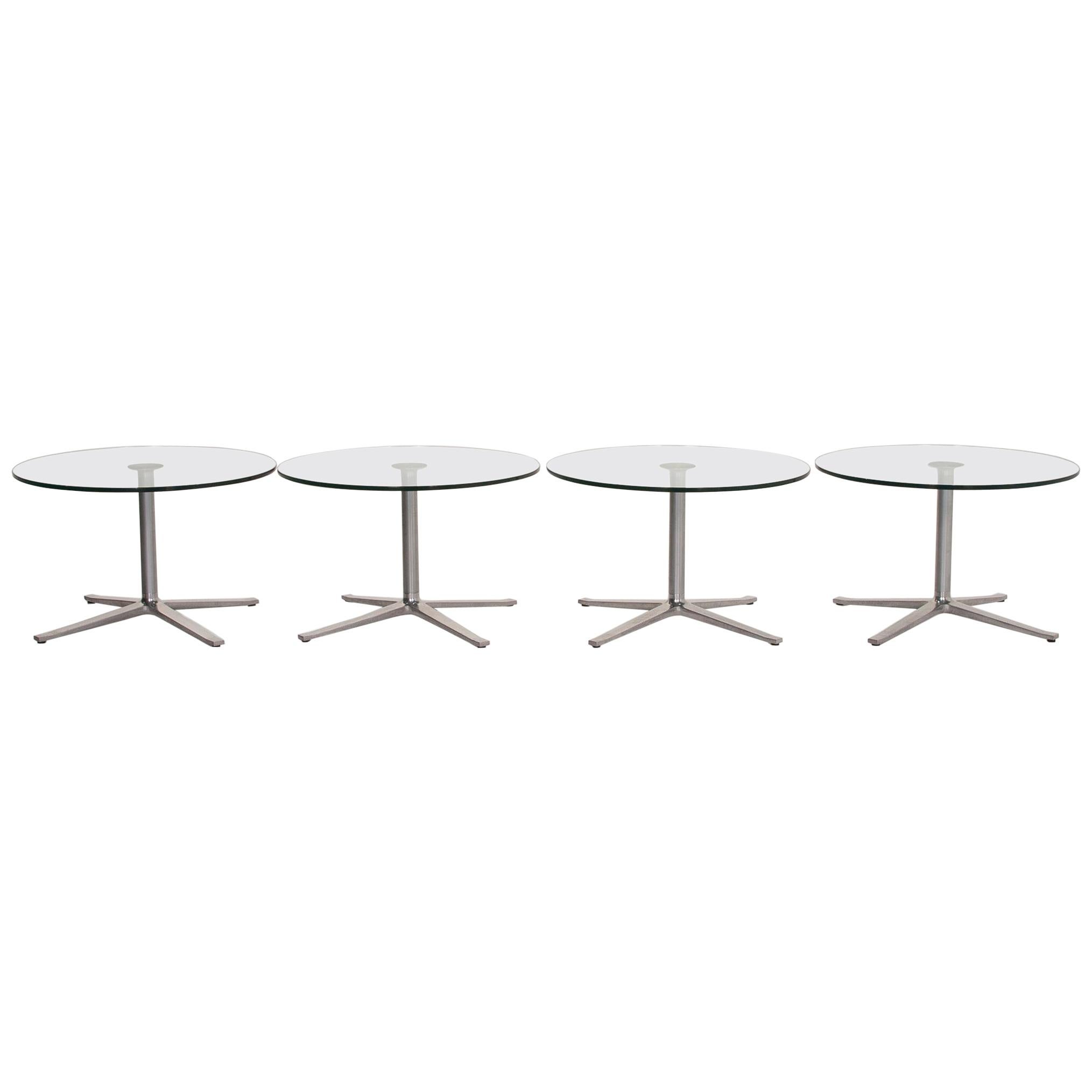Walter Knoll X-Table Glass Table Set Silver Coffee Table Set of 4 For Sale