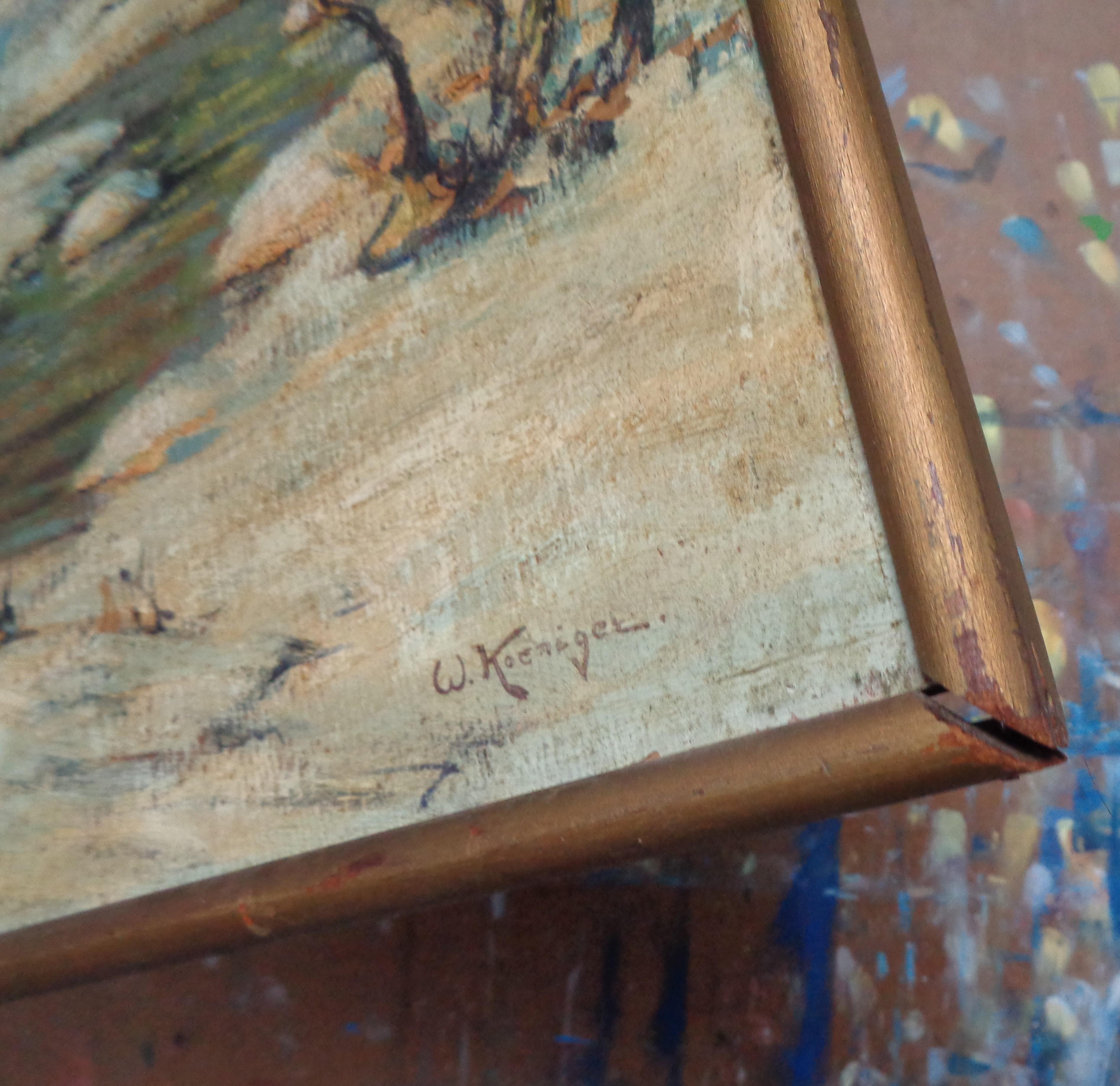 American Impressionist Snow Scene Oil painting Walter Koeniger im Angebot 6