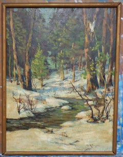 American Impressionist Snow Scene Oil painting Walter Koeniger