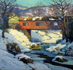 “Covered Bridge, Kingston, NY, 1927” by Walter Koeniger, Snowy Winter Landscape